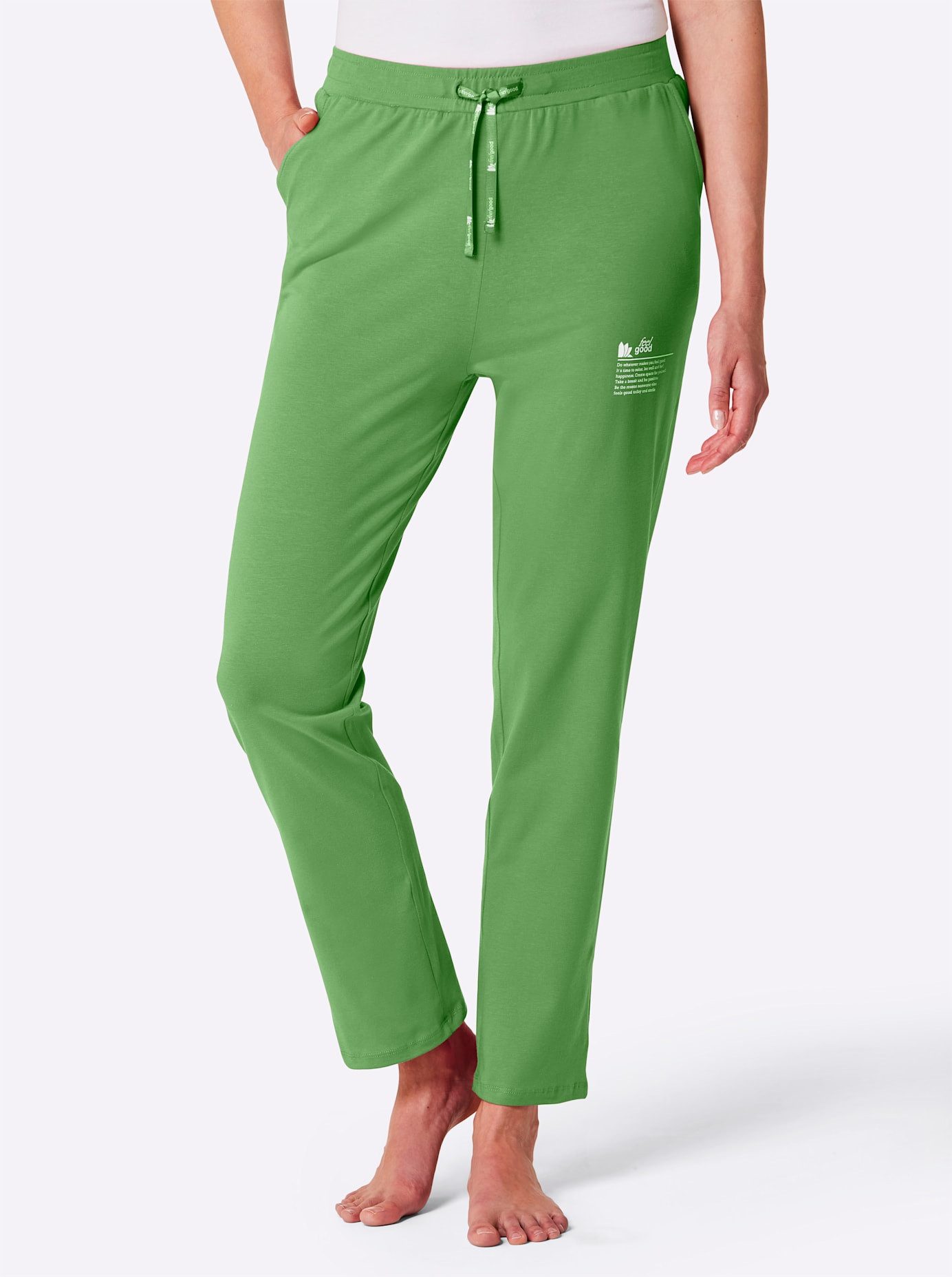 feel good Jerseybroek dames loungewear maat 44/46 groen