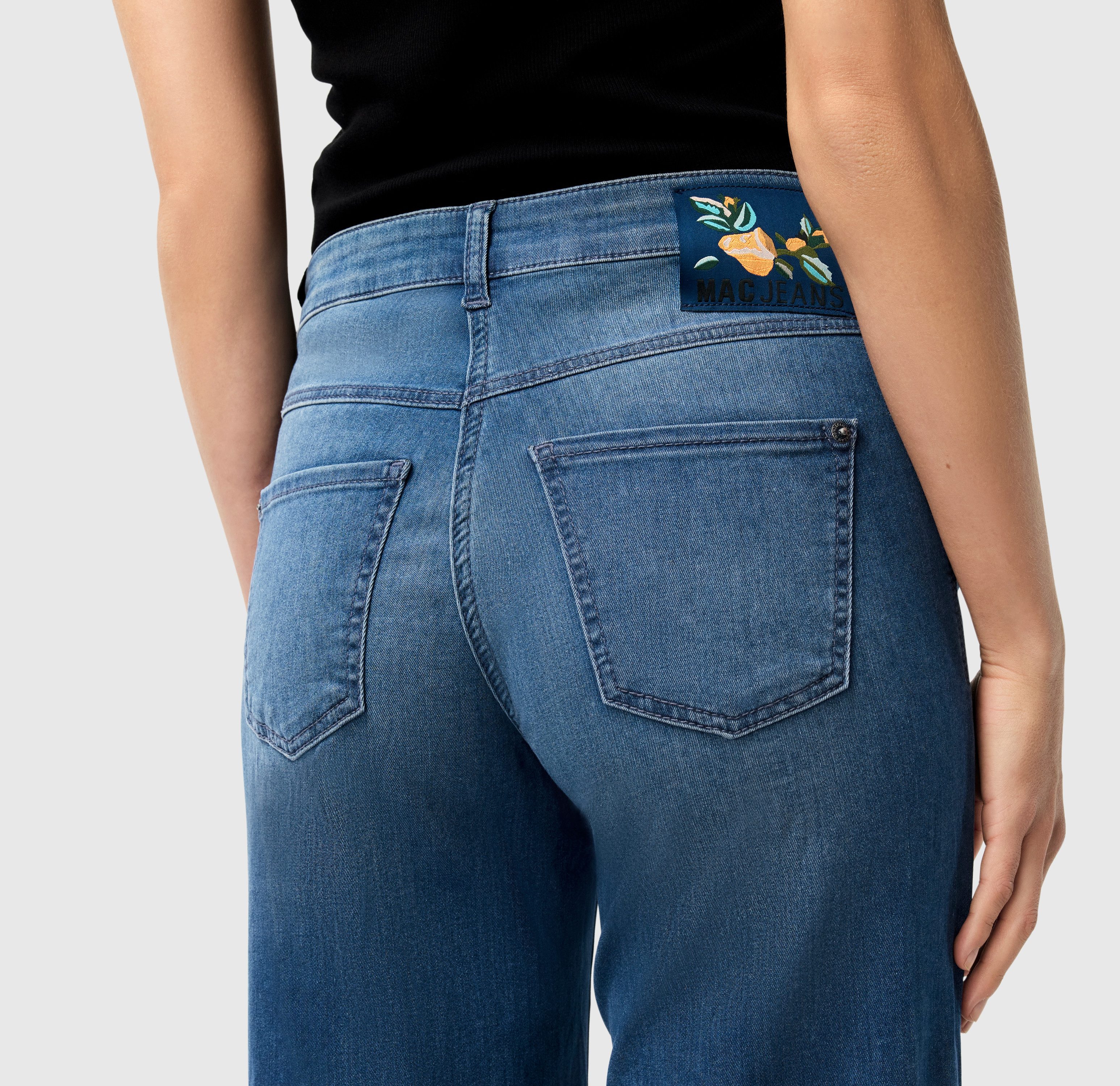 MAC Wijde jeans DREAM WIDE met franje bij de zoom