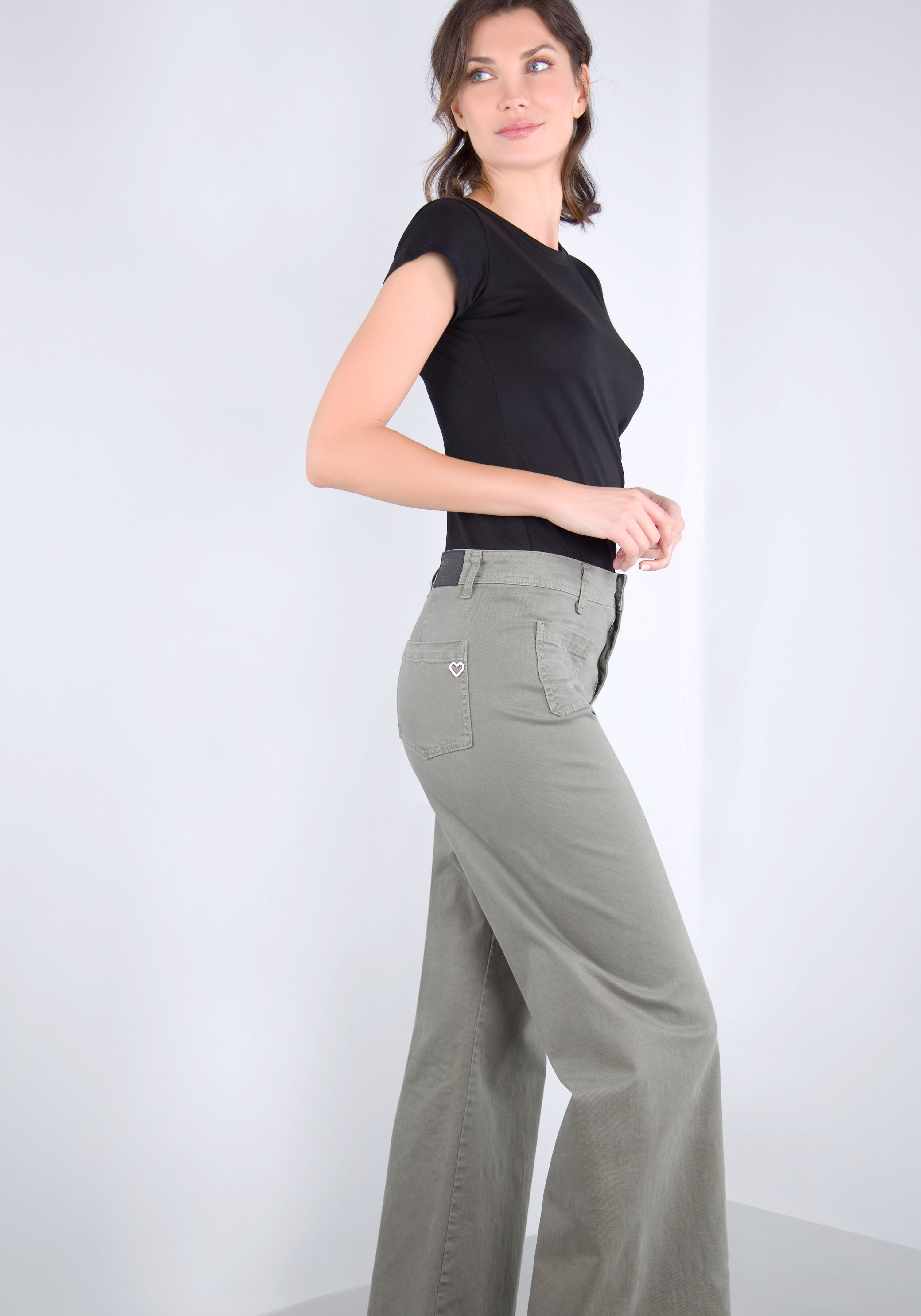 Please Jeans Broek met wijde pijpen van hoogwaardige katoenmix met stretch