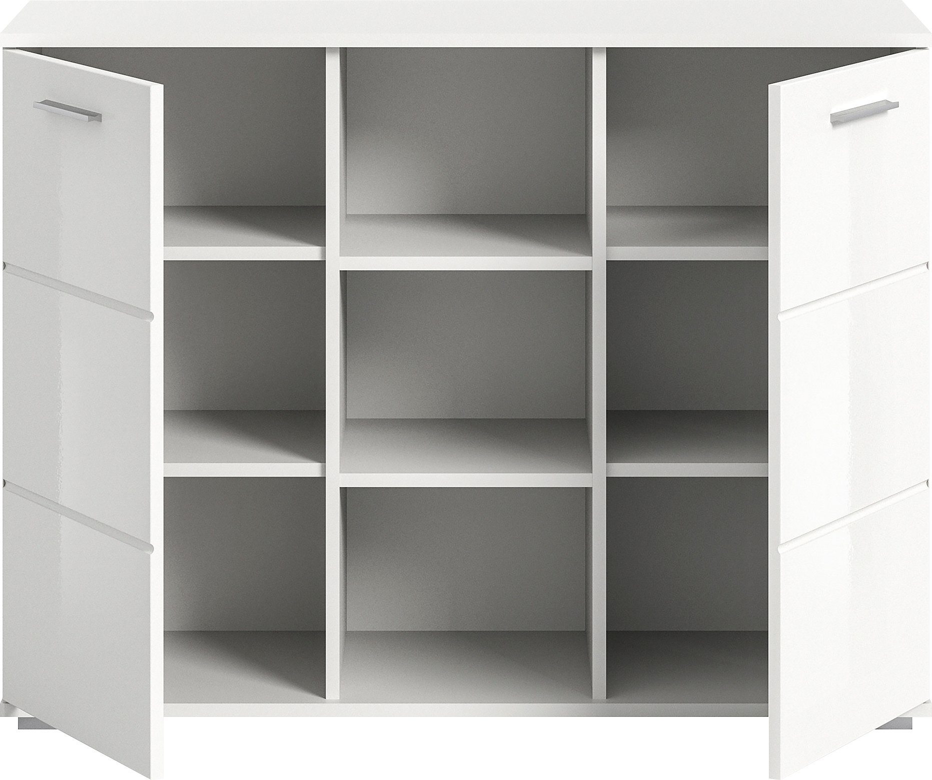 INOSIGN Dressoir Valge, Breedte 110 cm, 2 Deuren, 4 in hoogte verstelbare Planken, 3 Open Vakken