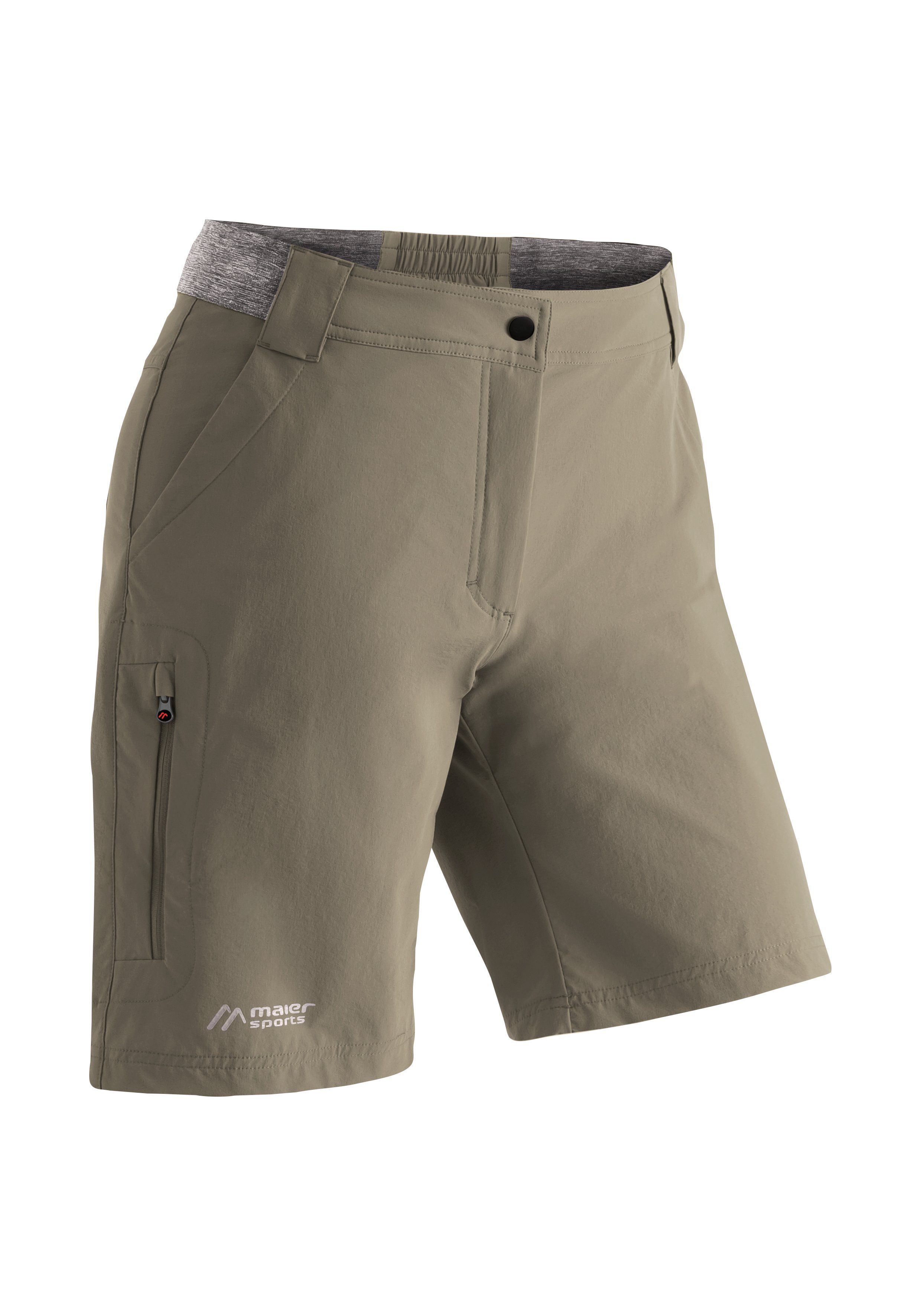 Maier Sports Functionele short Norit Short W Dames shorts, korte outdoor-broek, bermuda met 5 zakken, regular fit dames fitness maat 38 beige
