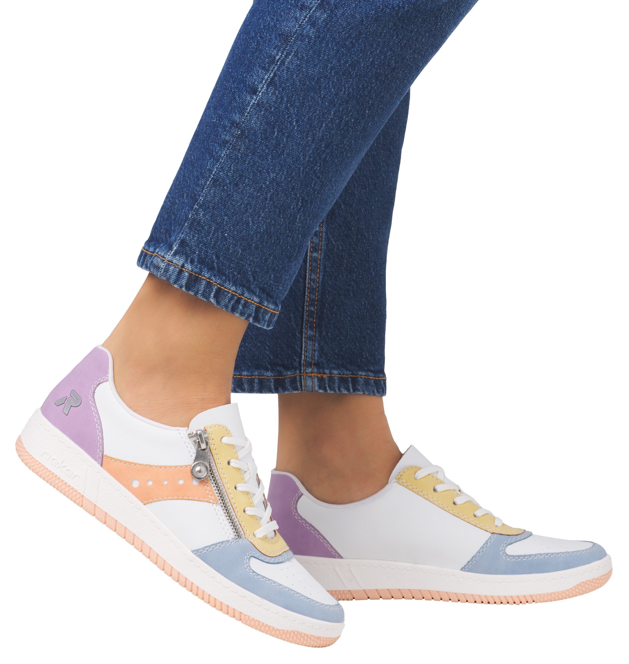 RIEKER Sport Sneakers in actuele kleurcombinatie, vrijetijdsschoen, lage schoen, veterschoen