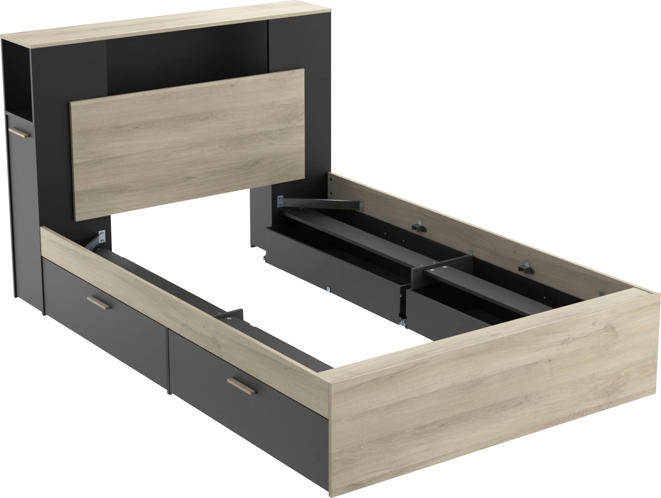 Demeyere GROUP Bedframe LIFE ideaal voor kleine kamers, ruimtebesparend, veel opbergruimte