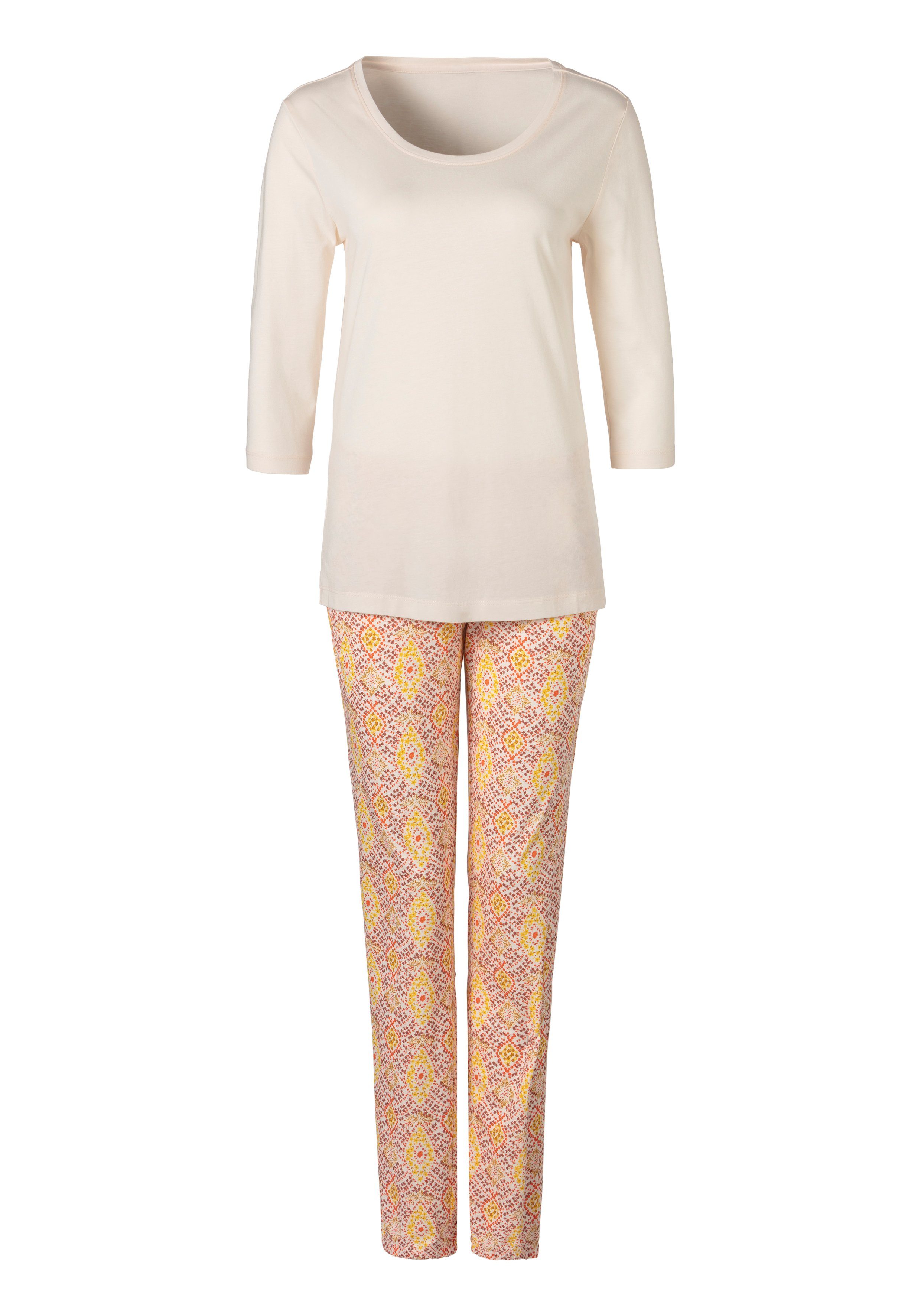 s.Oliver RED LABEL Beachwear Pyjama ornamentprint met 3/4-mouwen (2-delig, 1 stuk)