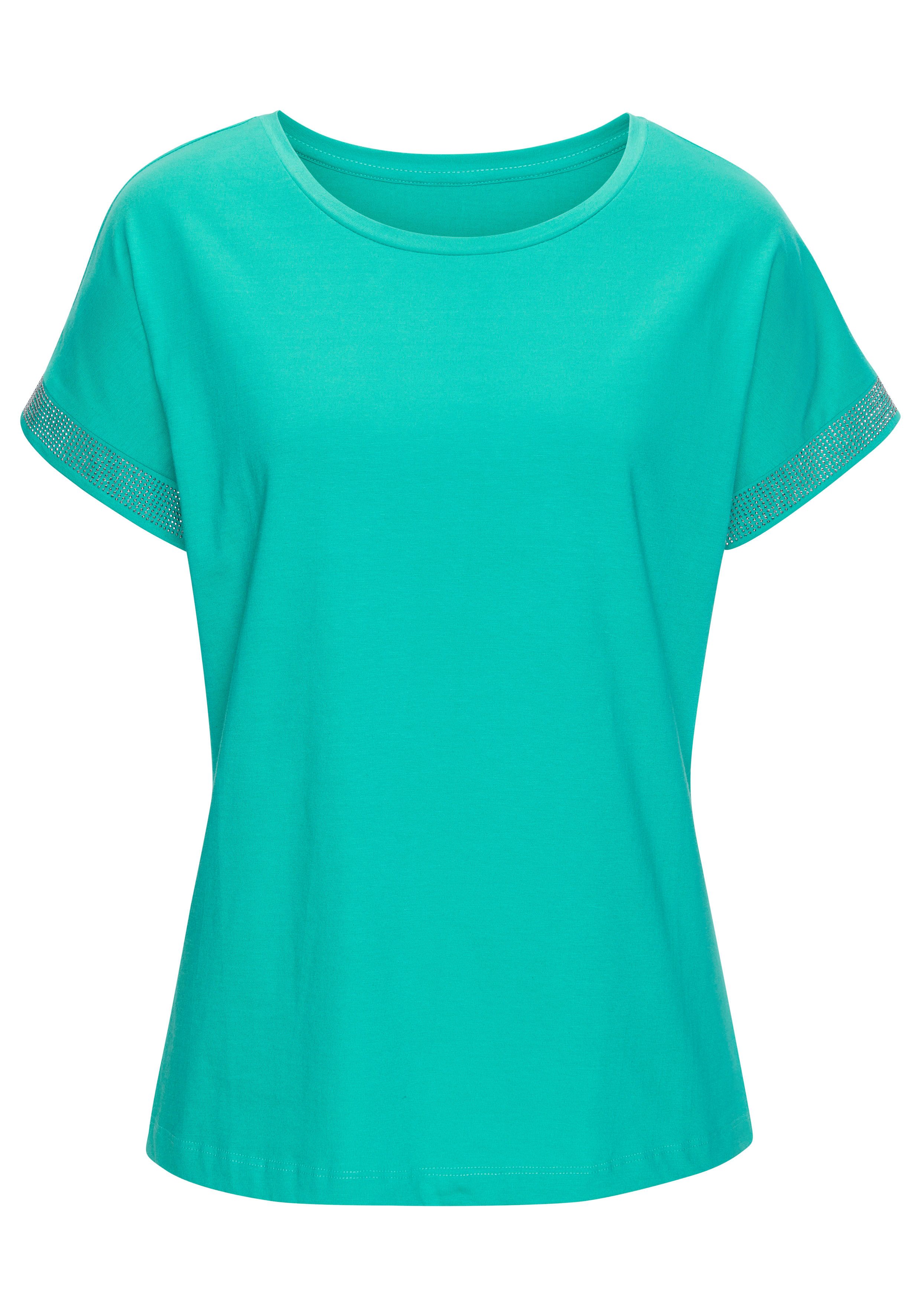 Lascana Shirt met korte mouwen Met glinsterend strass-ontwerp op de arm