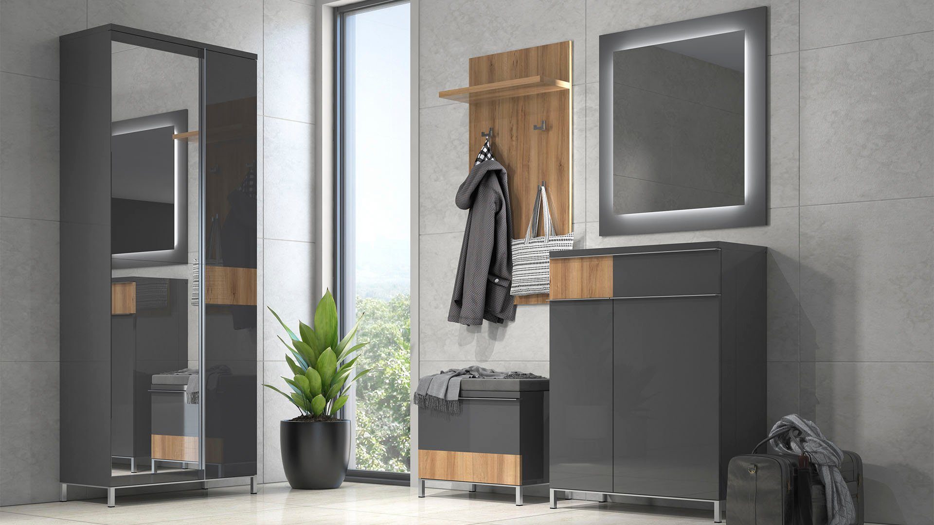Places of Style Schoenenbank Onyx met zitkussen