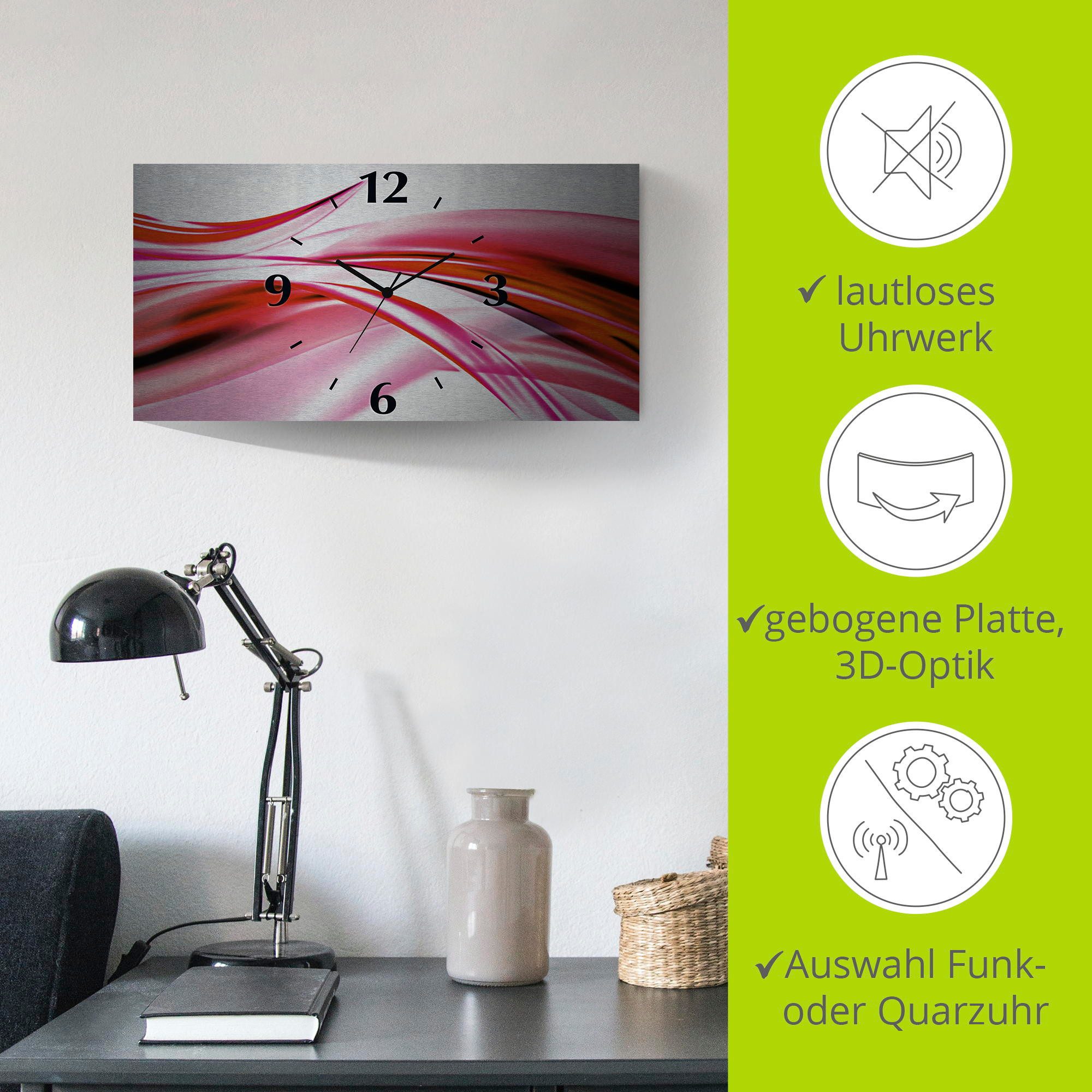 Artland Wandklok Mooie golf - abstract 3d-look geschulpt, met kwarts- of radiografisch uurwerk, verschillende maten