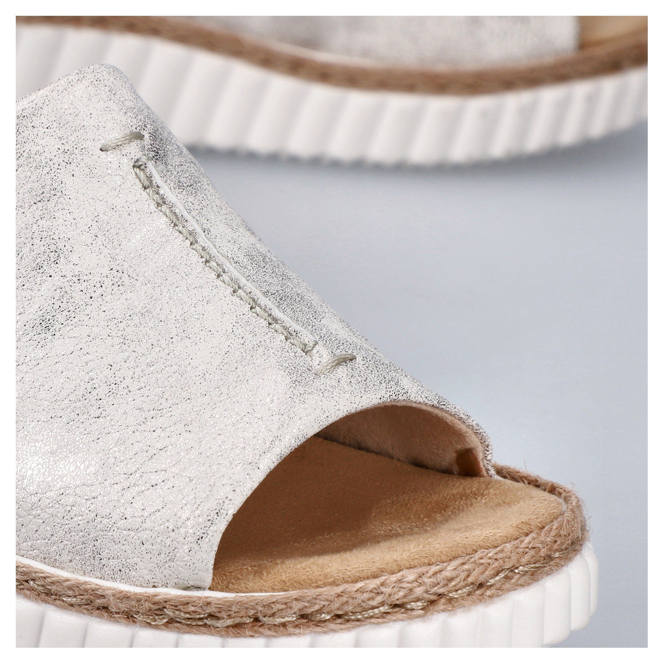Rieker Slippers sleehak, zomerschoen, slippers met jute-omranding aan de loopzool