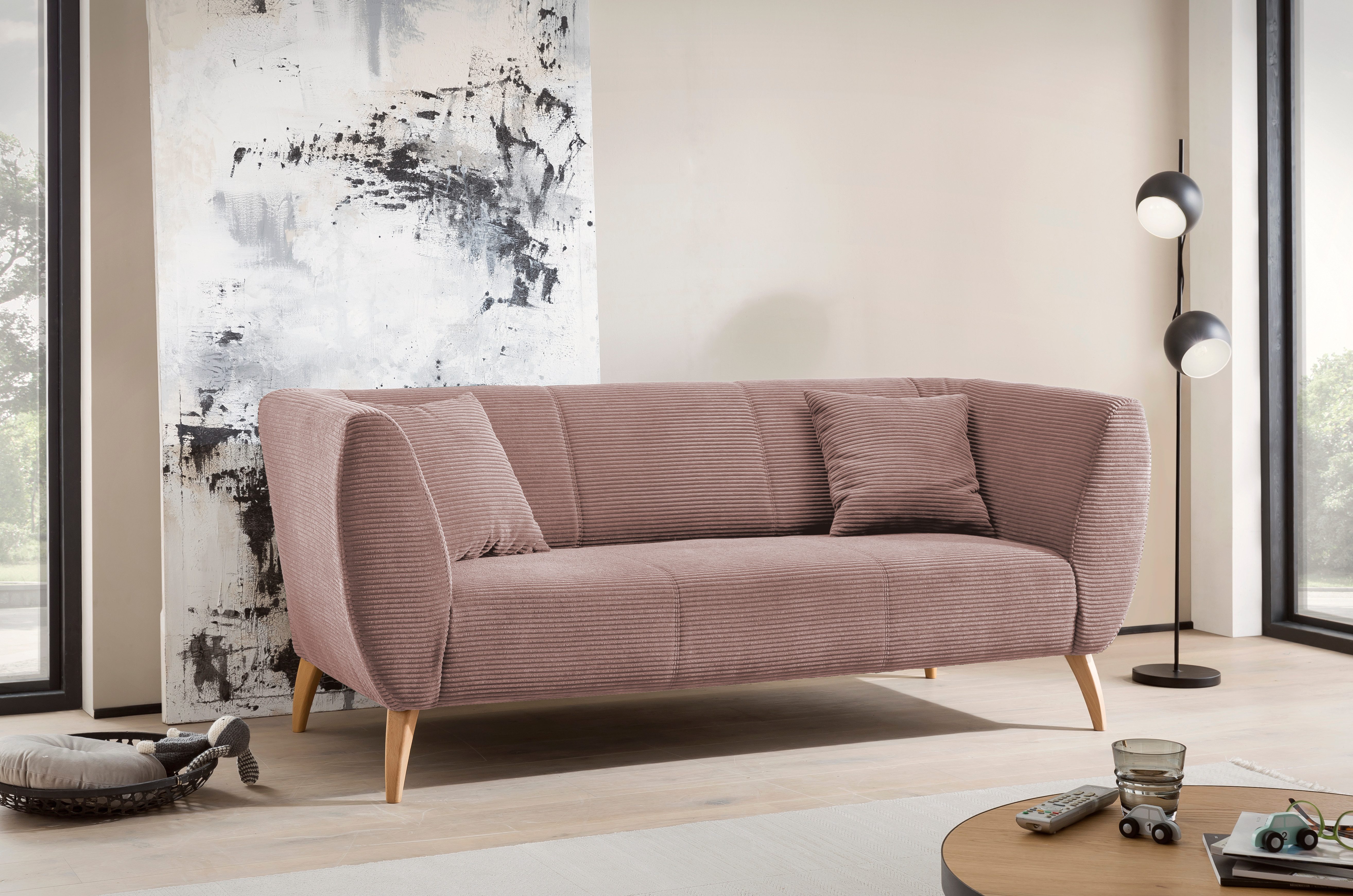 INOSIGN 3-zitsbank twee verschillende pootkleuren naar keuze
