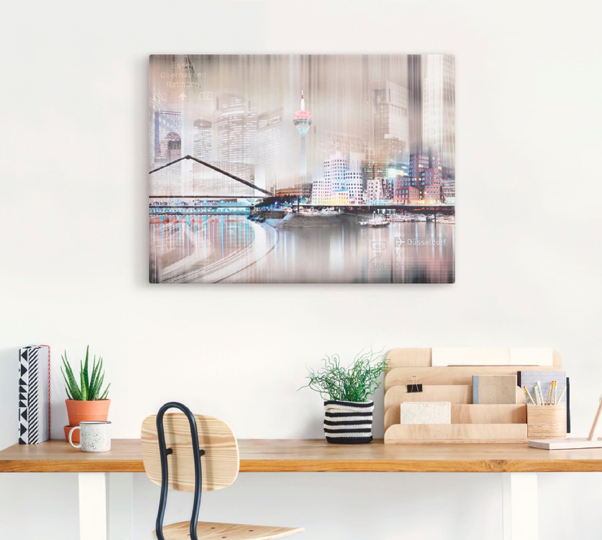 Artland Artprint op linnen Düsseldorf skyline collage IV