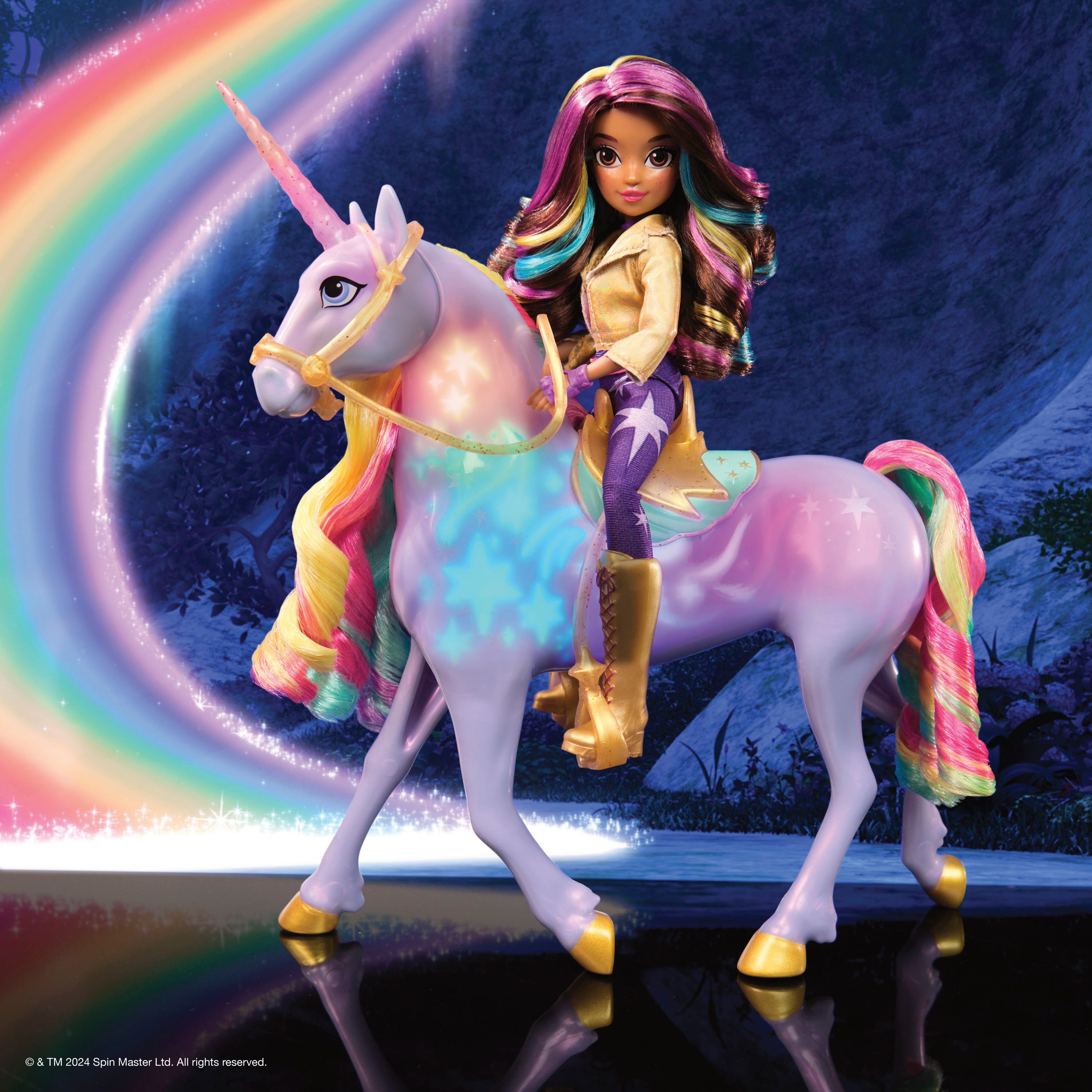 Spin Master Aankleedpop Unicorn Academy - Interactive Rainbow Light-Up Wildstar & Sophia (set)