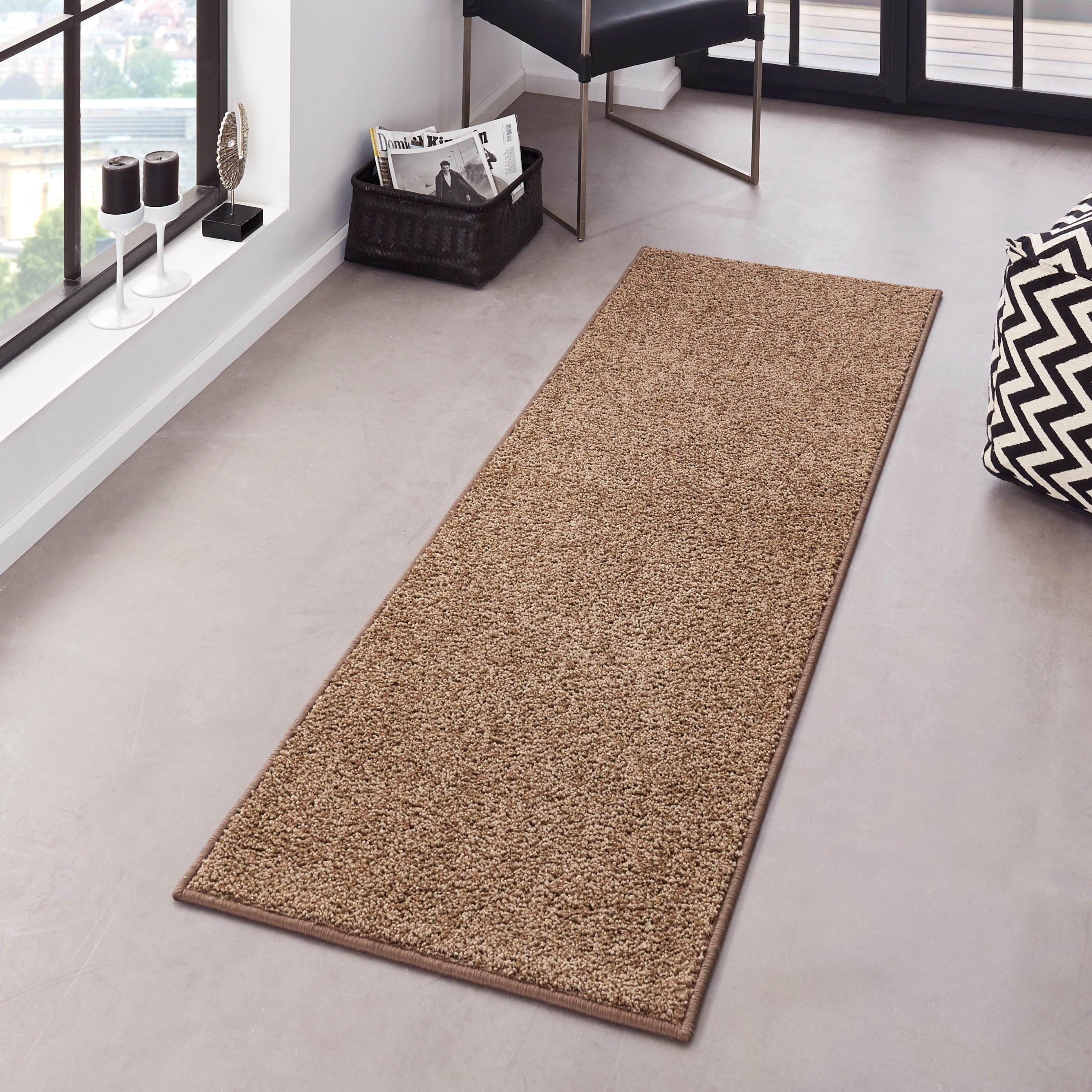 HANSE Home Vloerkleed Pure 100 korte pool Kortpolig, effen, omgezoomd, loper, woonkamer, kinderkamer, gang