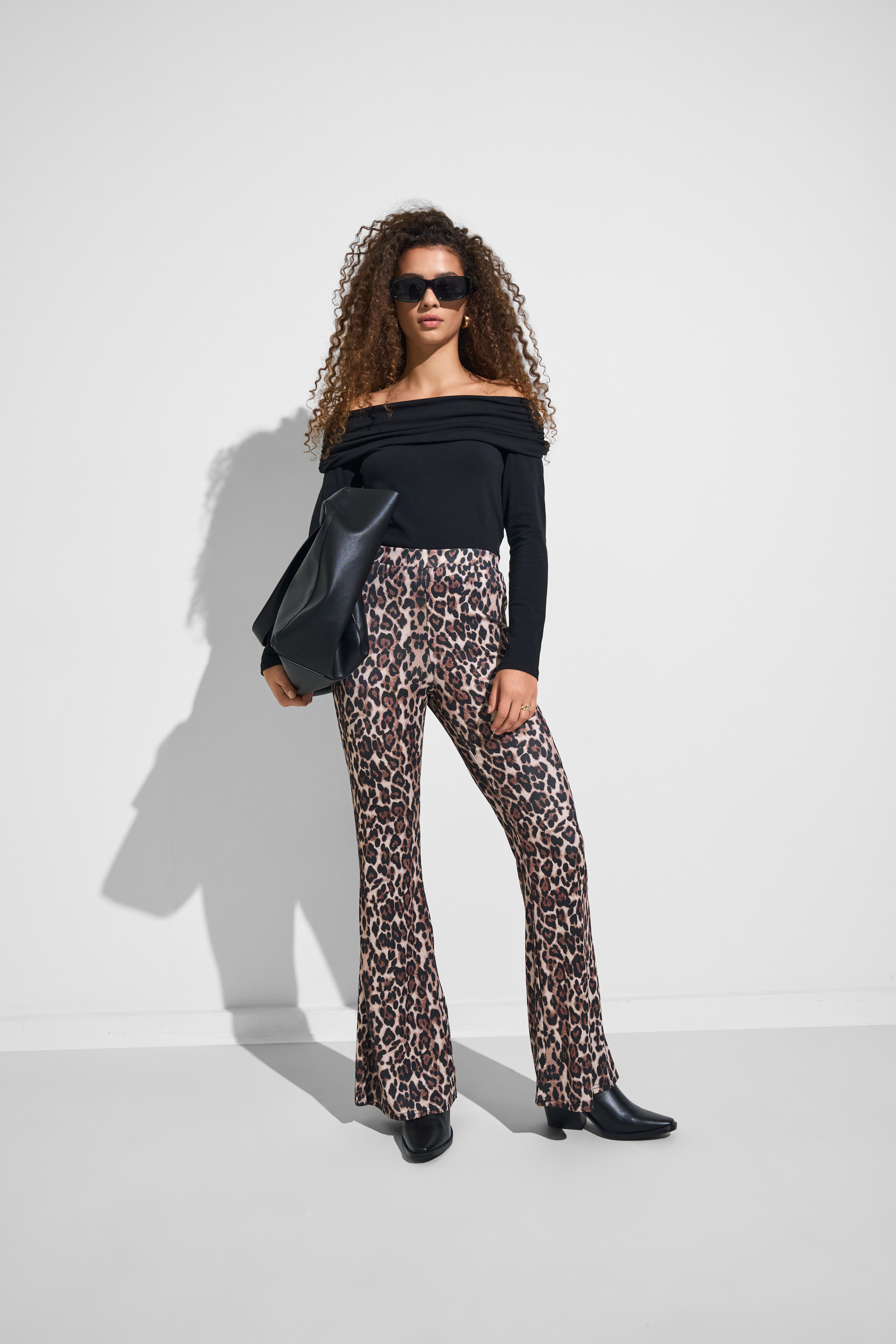 Only Legging met hoge taille ONLANNA RIB FLARED AOP LEGGING CS JRS