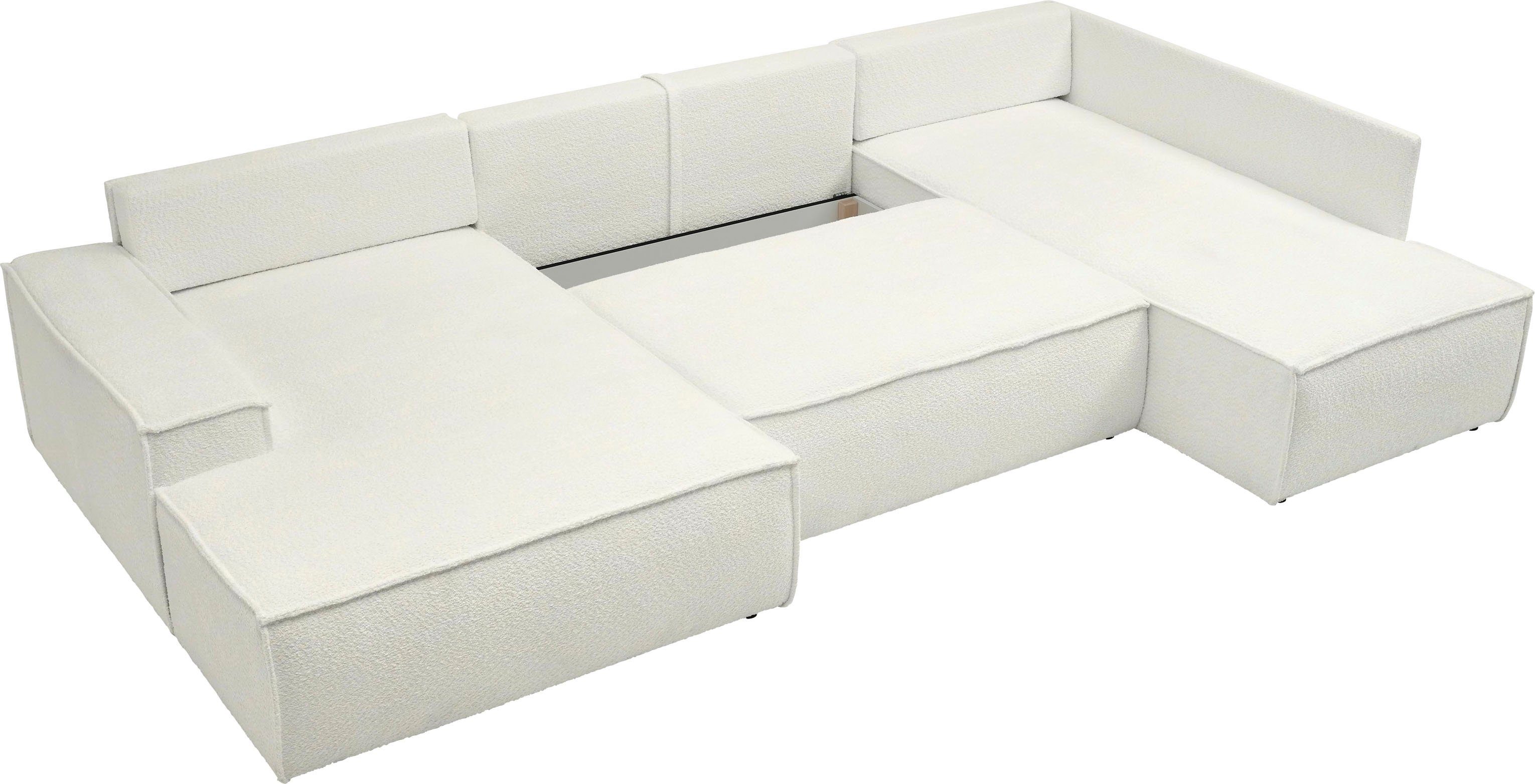 andas Zithoek FINNLEY U-model XXL 329 cm, bedbank, slaapfunctie m. bedkist