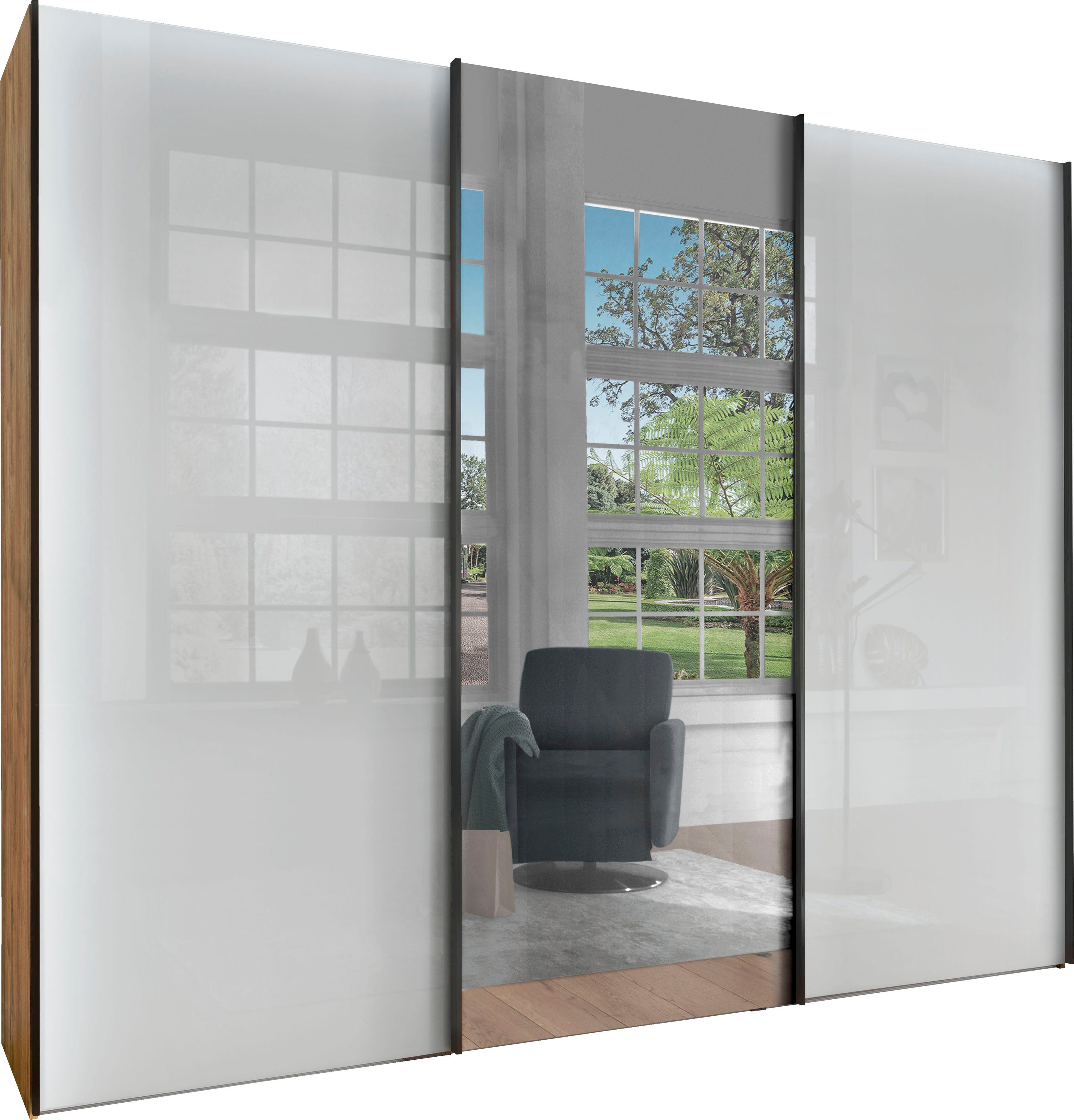 WIEMANN Zweefdeurkast Monaco hoogwaardig glas- en spiegelfront zweefdeurkasten wit