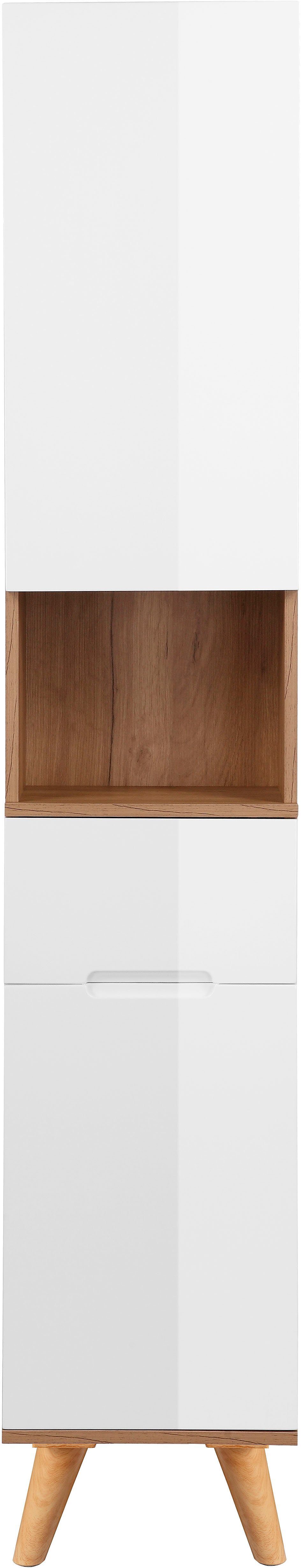 welltime Hoge kast Lund badkamerkast Scandinavisch design met veel bergruimte hoge kasten wit