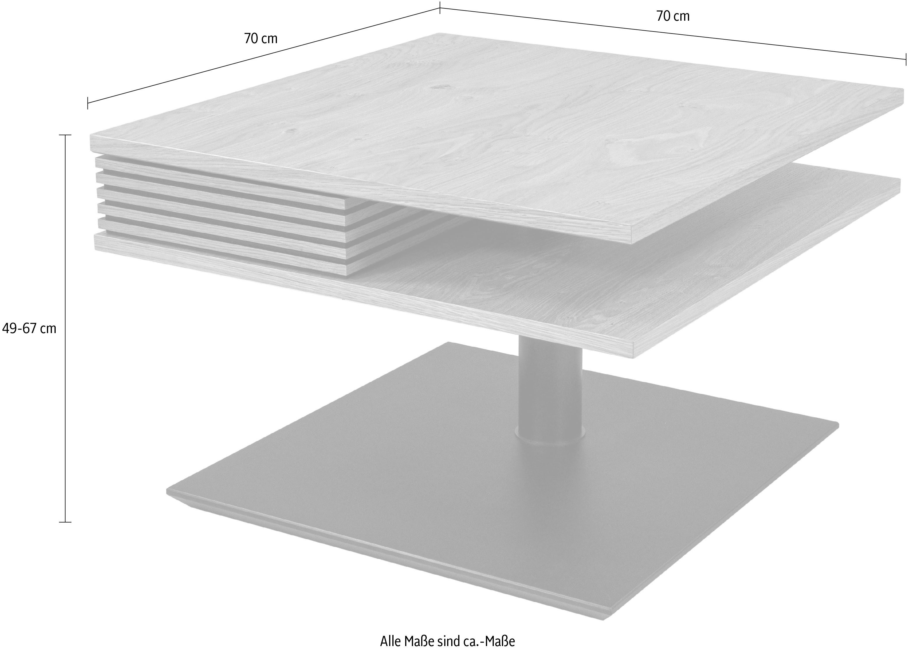 Vierhaus Salontafel traploos in hoogte verstelbaar via hydro-lift, plank