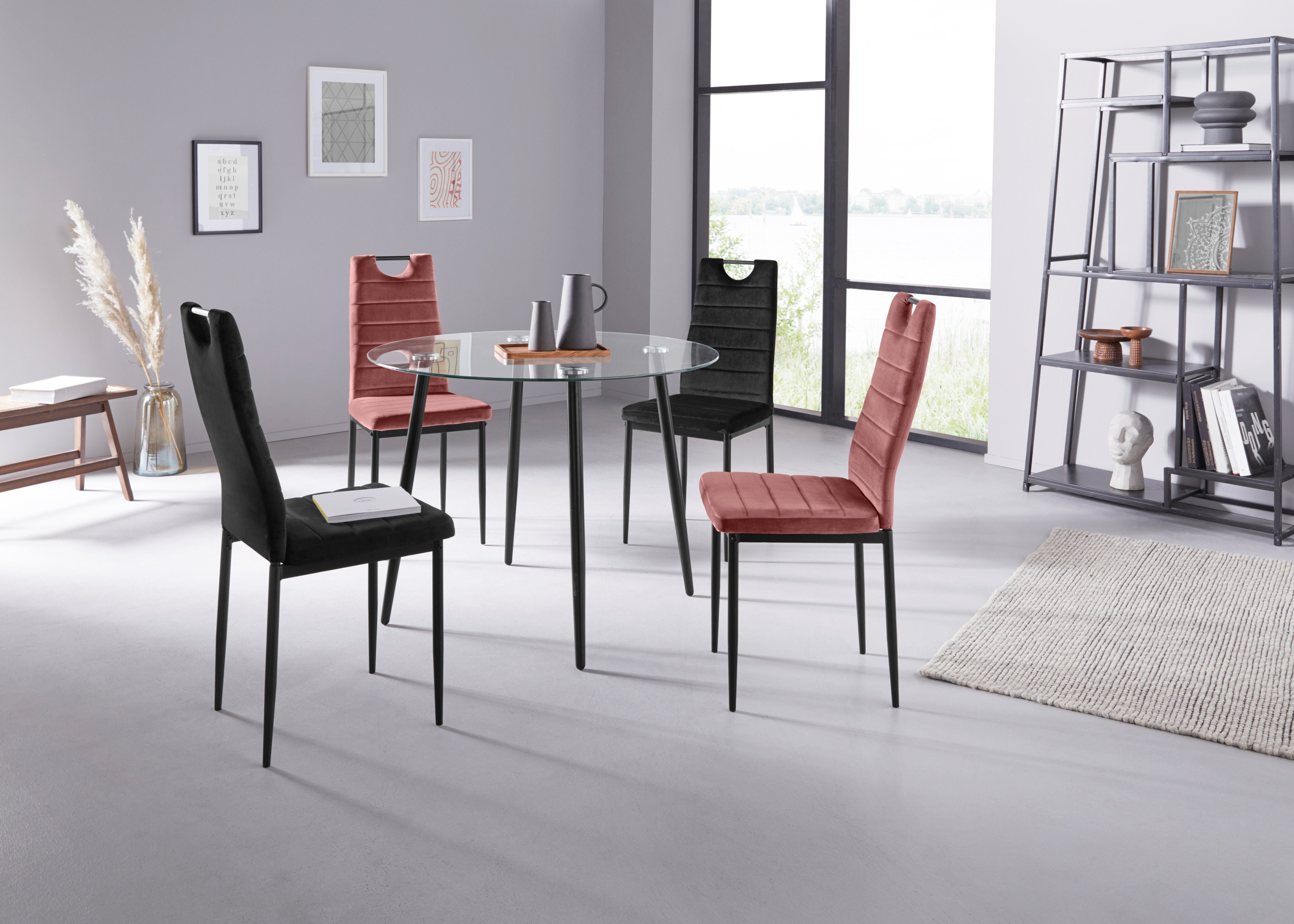INOSIGN Eetkamerstoel (set van 2 of 4) met veloursovertrek, rugleuning met handgreep (set)