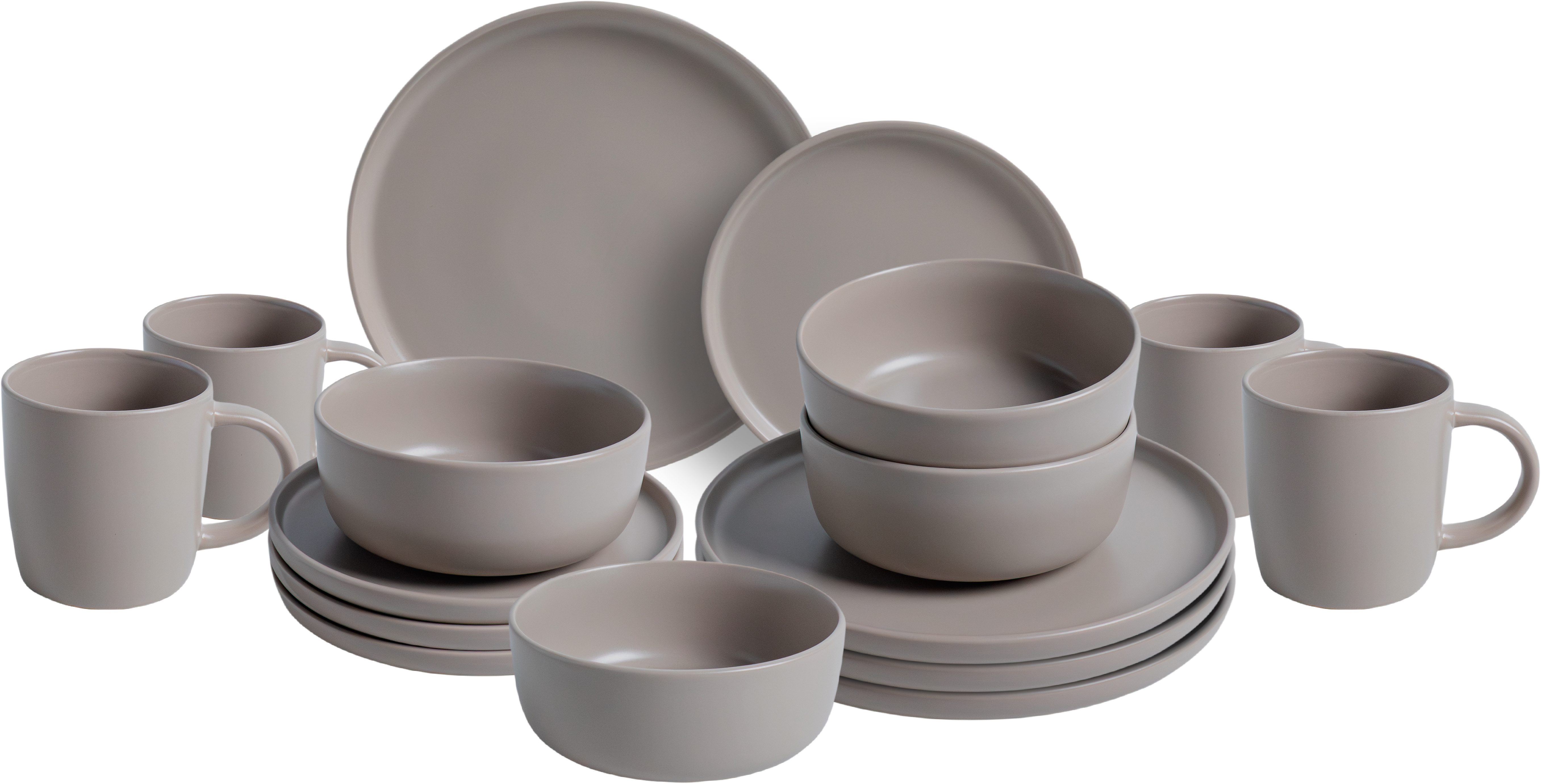 van Well Combi-servies Servies-set Grigio, 16-delig (set) serviezen beige