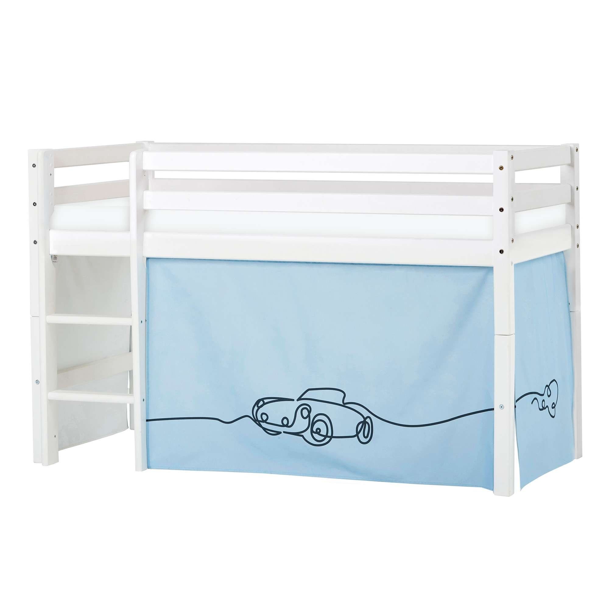 Hoppekids Hoogslaper ECO Dream, kinderbed, speelbed, halfhoog bed van massief hout hoogslapers maat 81 cm x 168 cm x 105 cm blauw