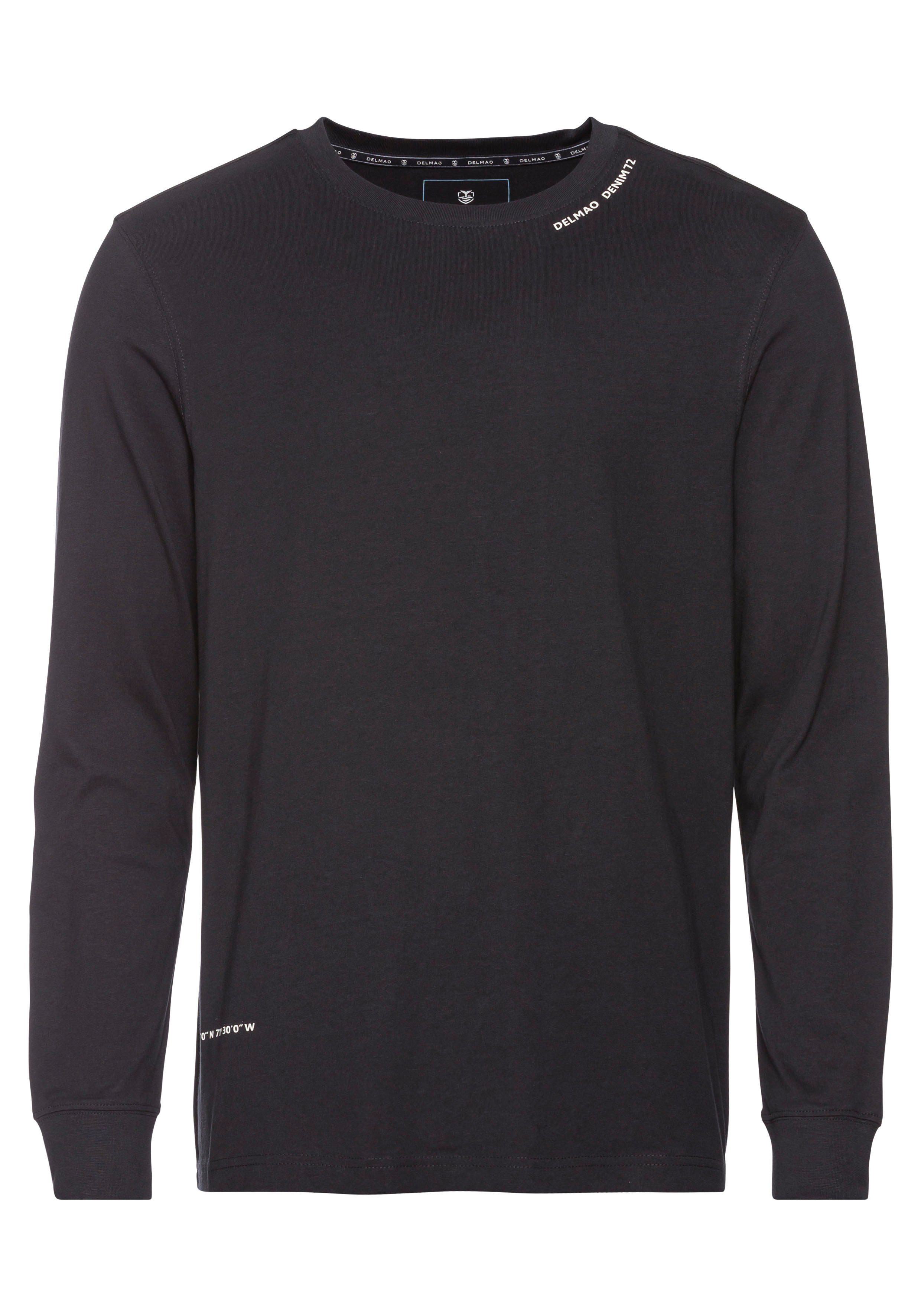 DELMAO Shirt met ronde hals smal gesneden, met print, van 100% katoen