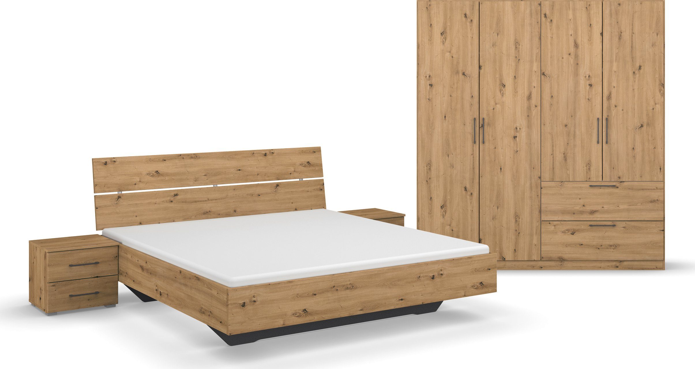 OTTO Slaapkamerserie Compleet slaapkamer Challenger (Set van 4 delen) Kast 2 breedtes, bed 3 breedtes, 2 nachttafels MADE IN GERMANY garderobekasten
