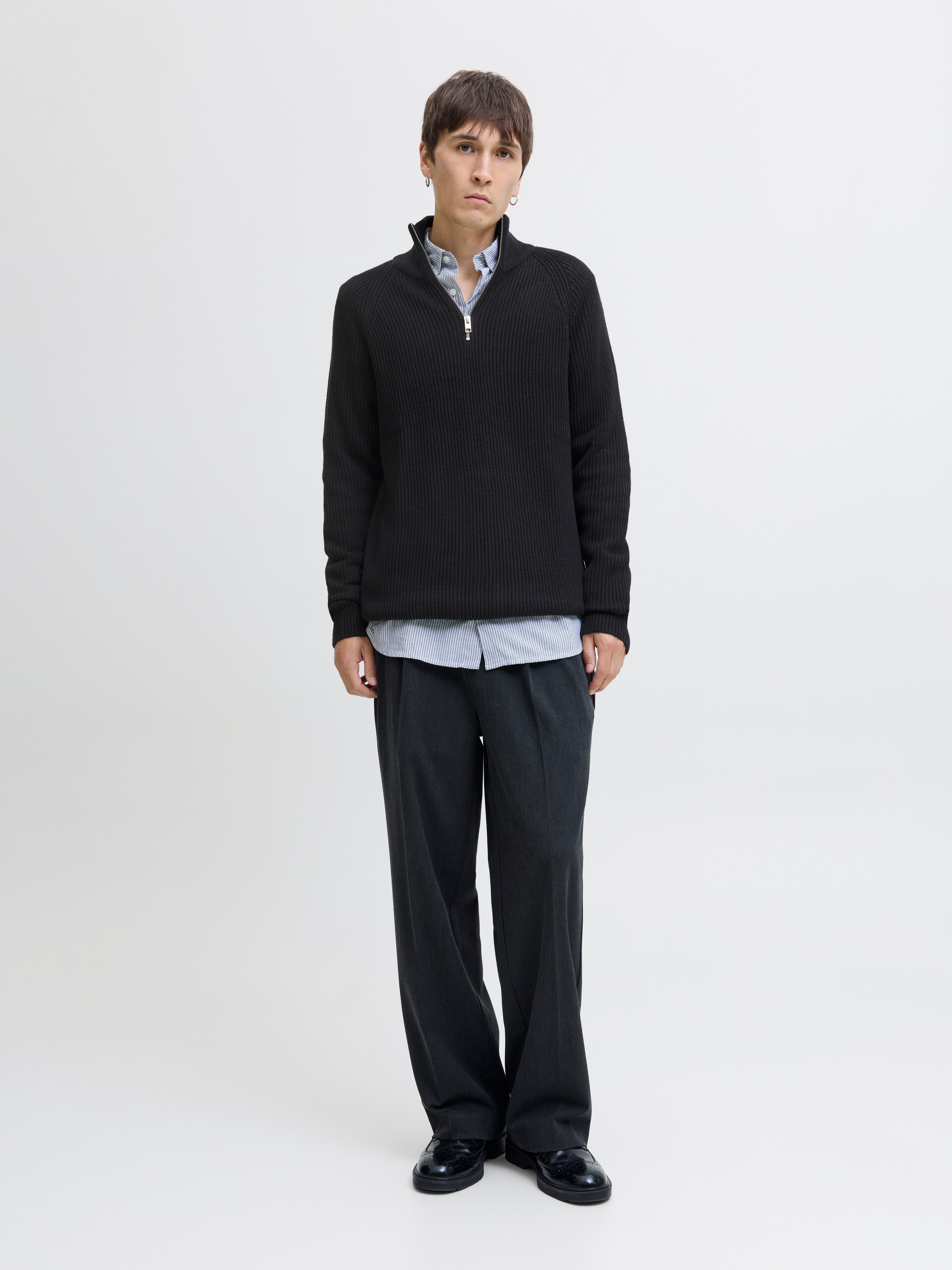 Jack & Jones Schipperstrui JJPANNEL KNIT HALF ZIP AW25