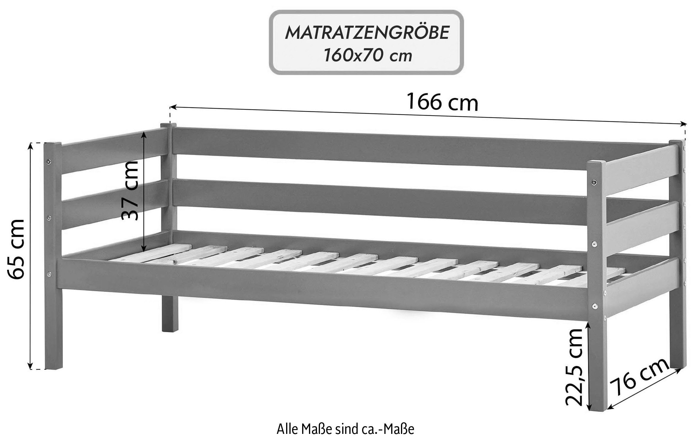 Hoppekids 1-persoonsledikant ECO Comfort kinderbed, massief grenenhout, tienerbed inclusief lattenbodem (set)