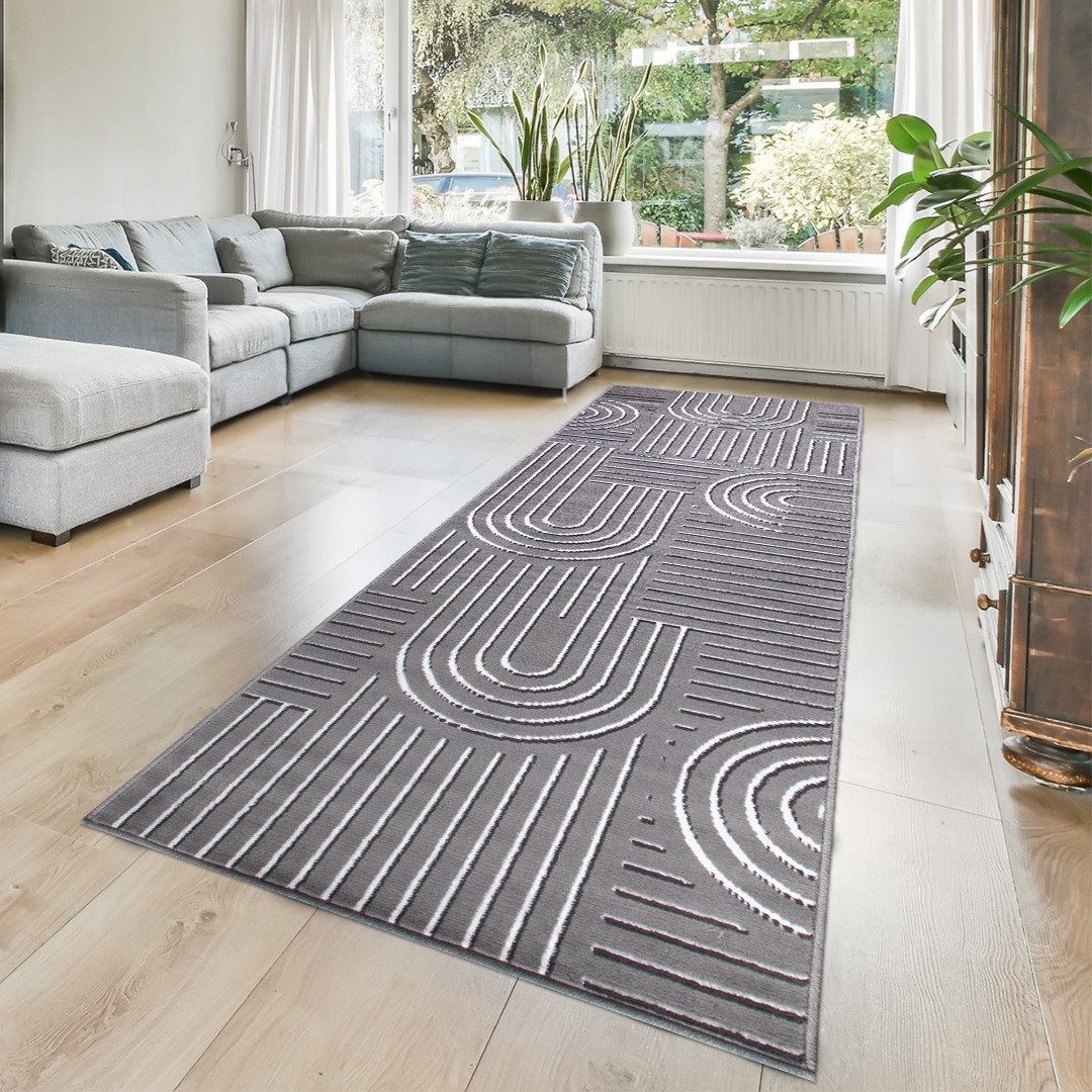 my home Loper Lysandra 3d-effect, zachte korte pool, onderhoudsvriendelijk, lichte glans, scandi-look
