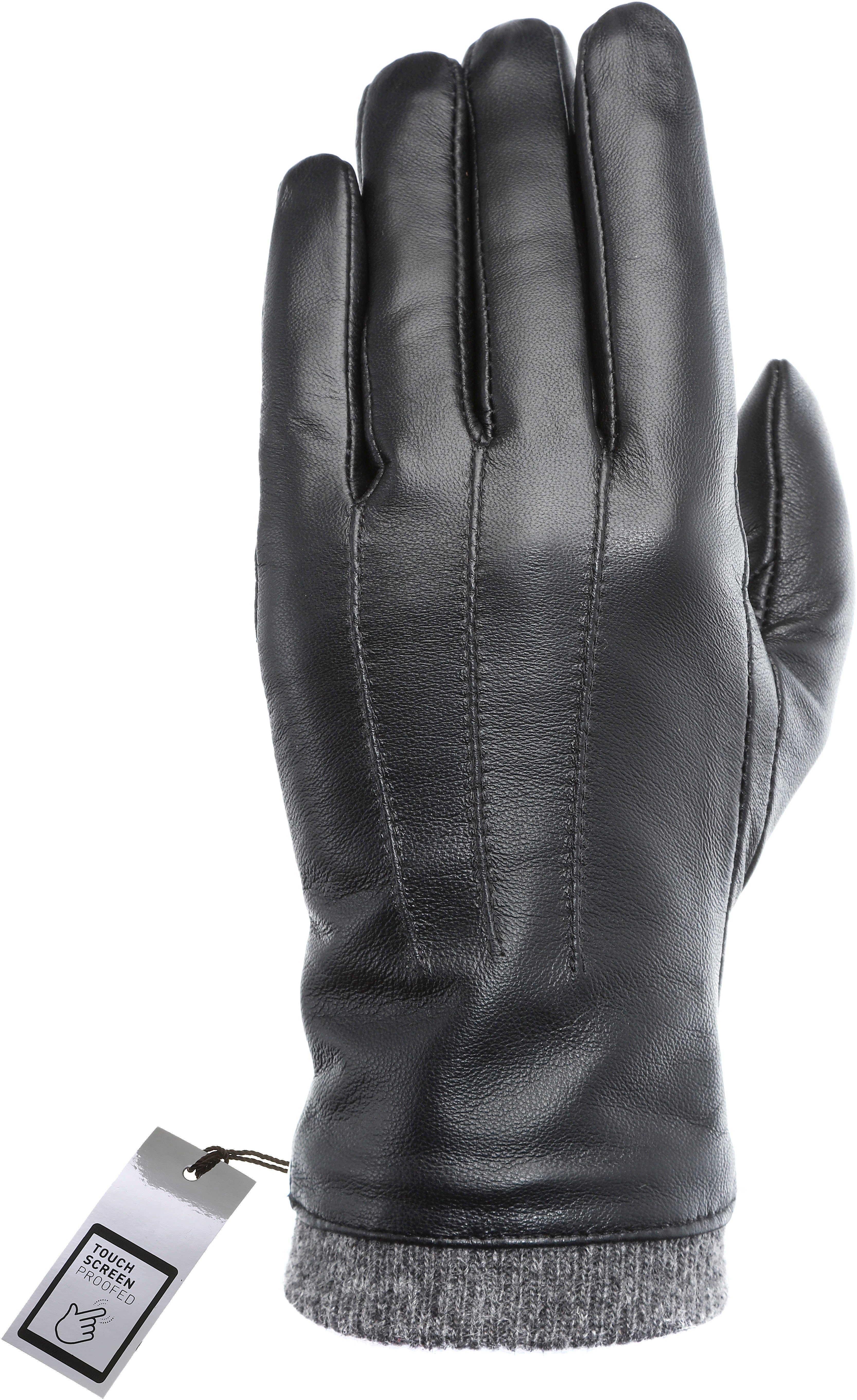 PEARLWOOD Leren handschoenen Daisy Touchscreen-geschikt - bedienbaar met 10 vingers, decoratieve naden