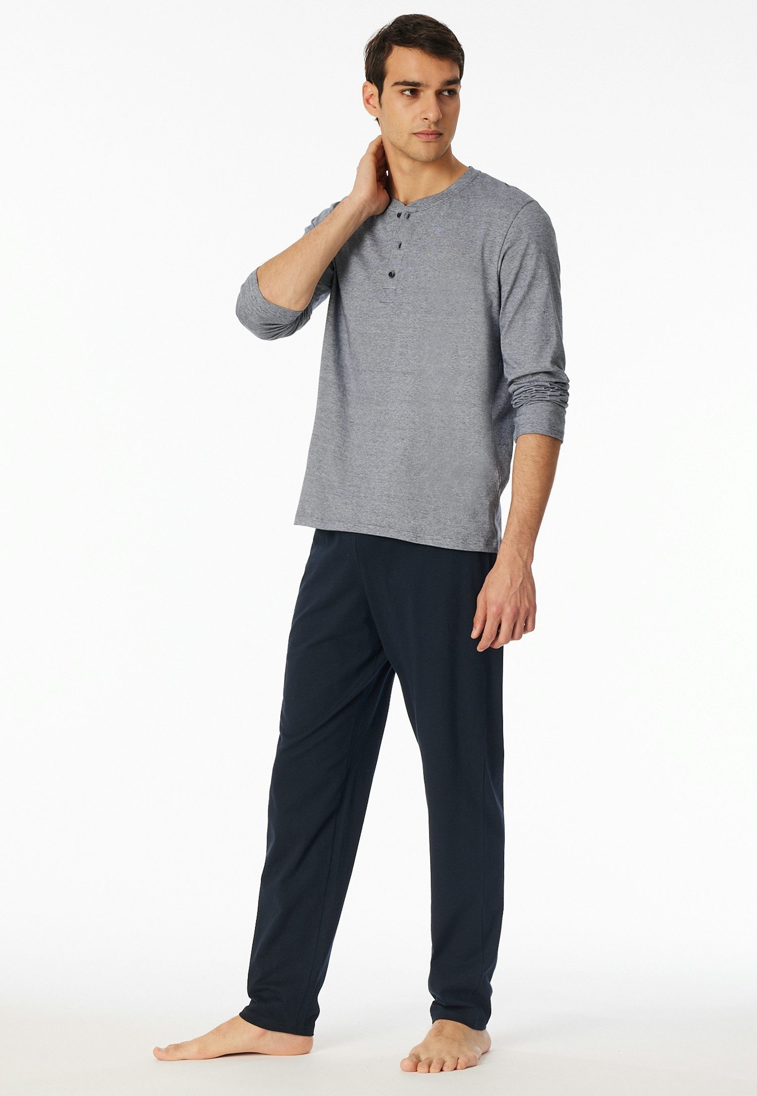 Schiesser Pyjama Casual Essentials met fijne, gebreide ringen
