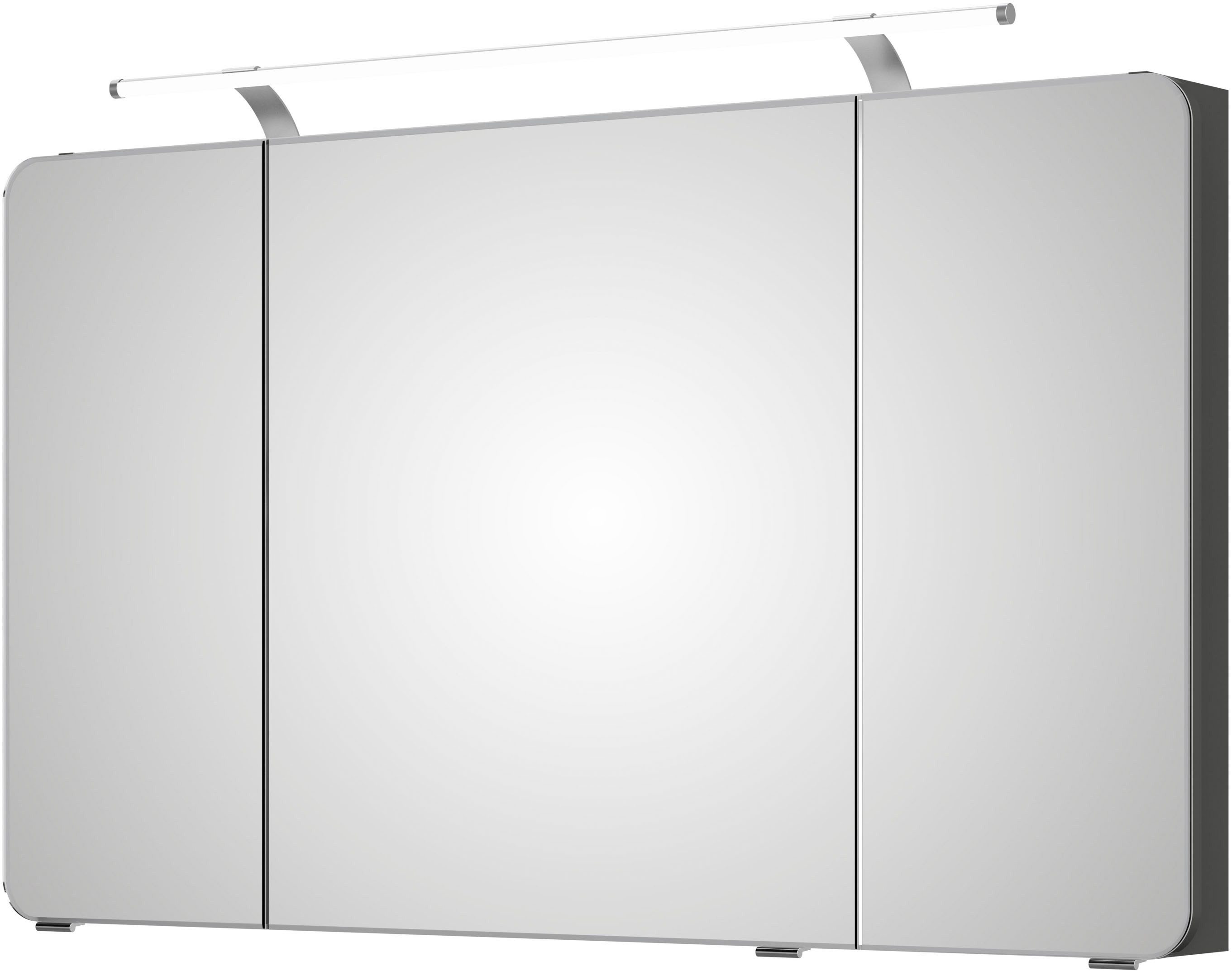 Saphir Spiegelkast Serie 4005 badkamer spiegelkast incl. LED-opbouwlamp Badkast 120 cm breed, 3 deuren, 6 glazen legplanken, incl. deurdemper