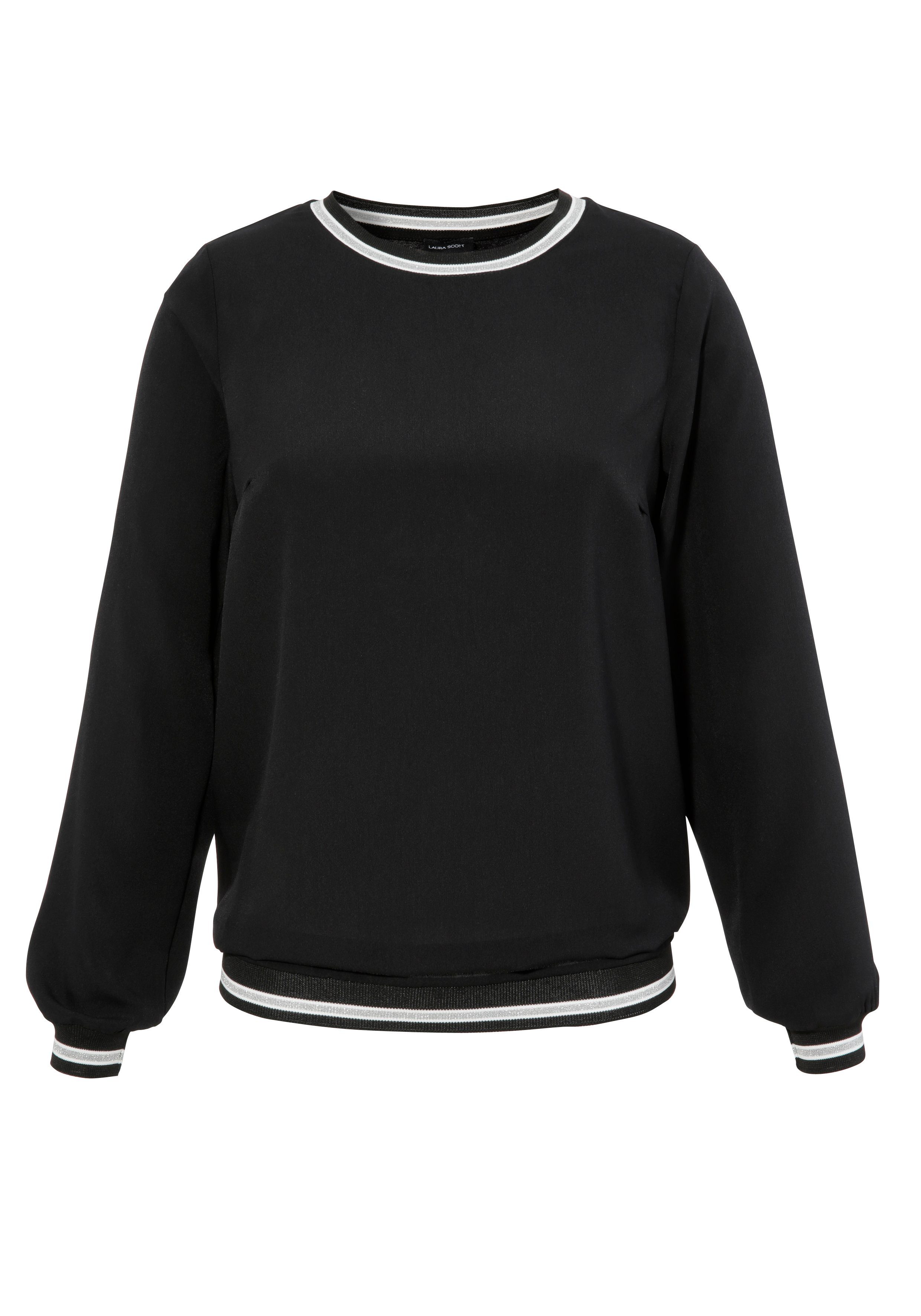 Laura Scott Blouse zonder sluiting met contrasterende band van glansgaren