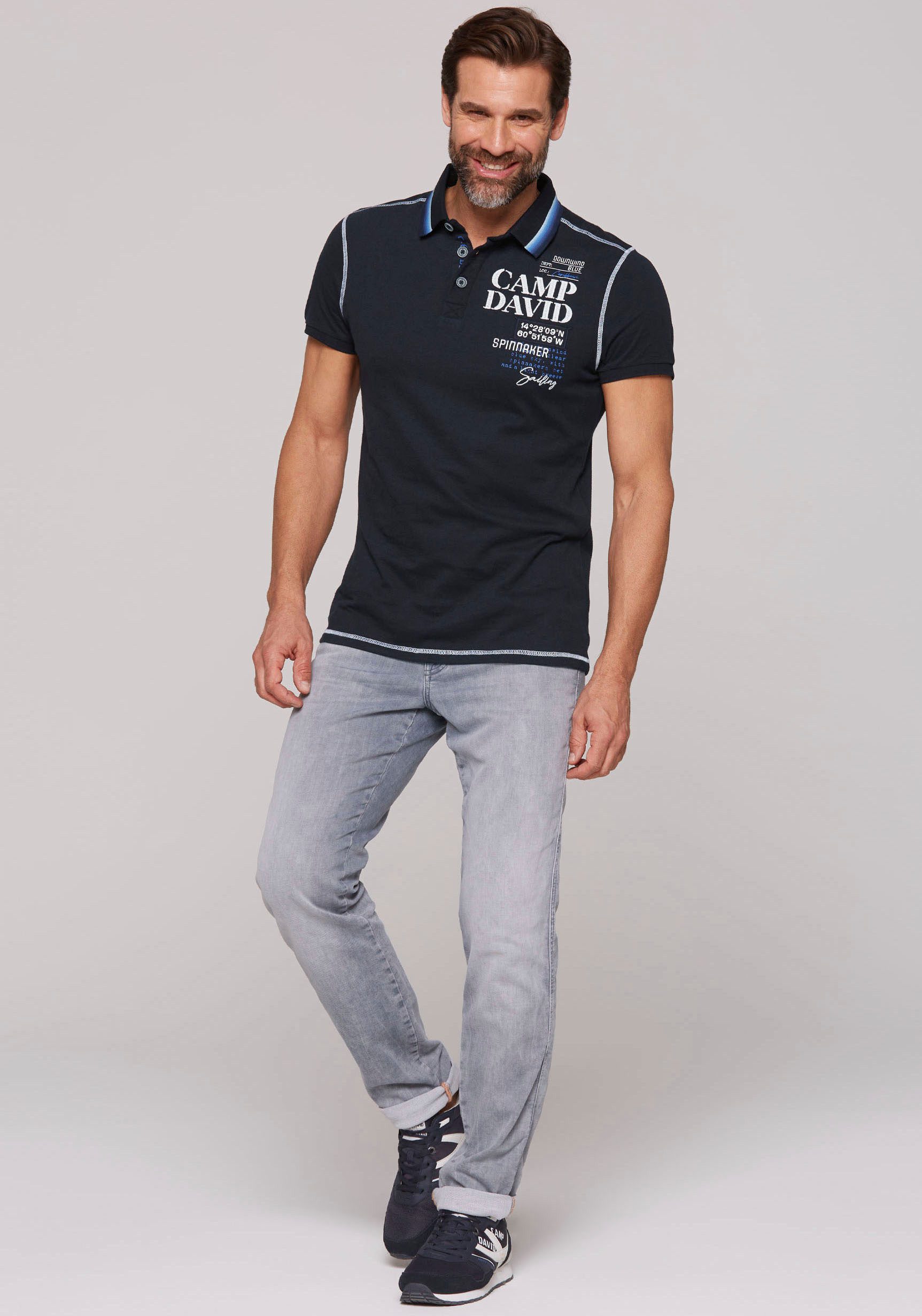 CAMP DAVID Poloshirt met logo-applicaties