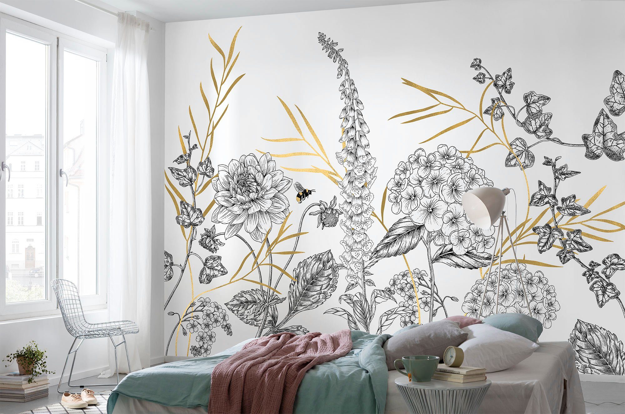 Komar Vliesbehang Digitale print vlies - Bumble Bee - Afmeting 400 x 280 cm (set)