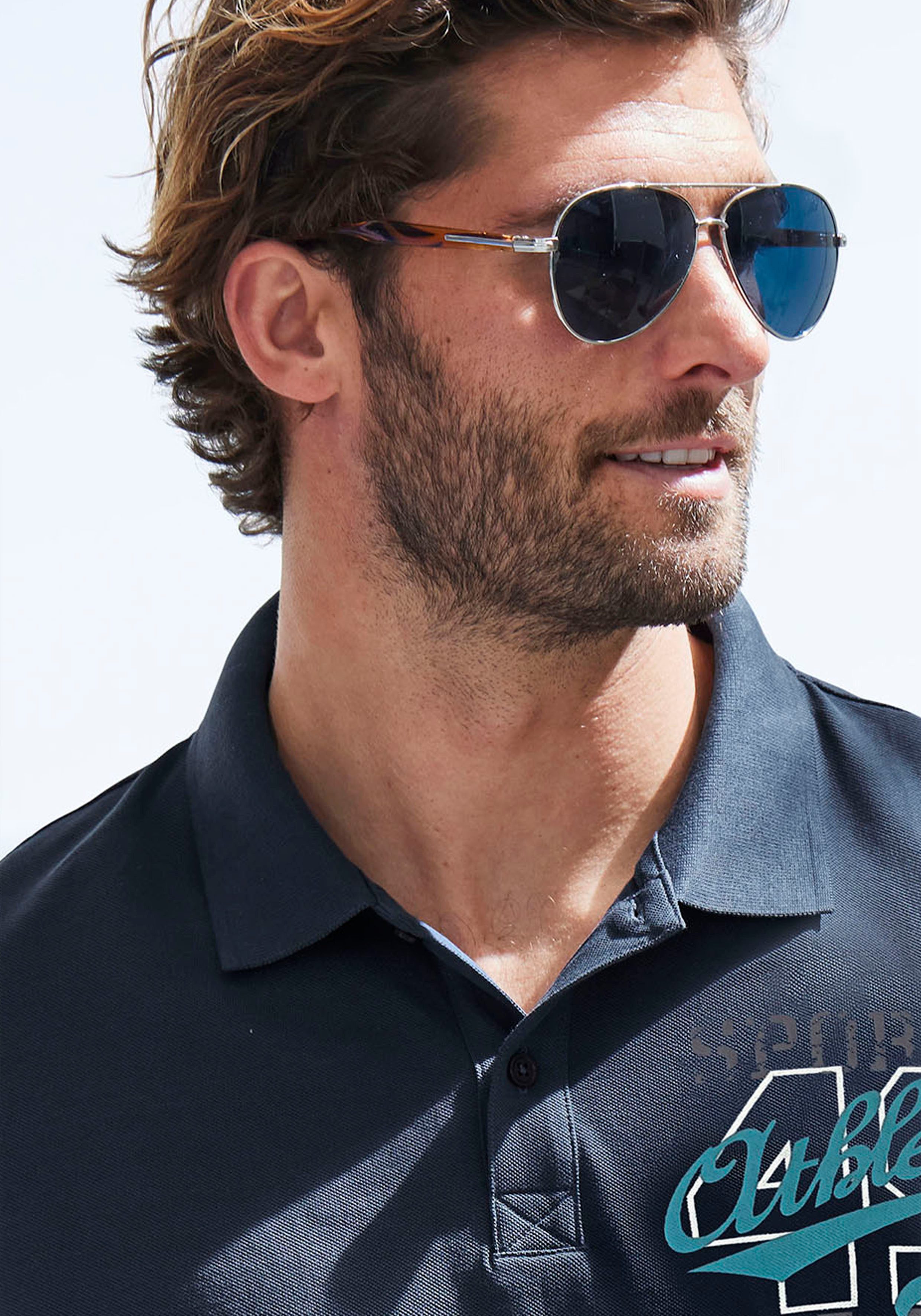 John Devin Poloshirt met grote print aan de voorkant van katoen-piqué