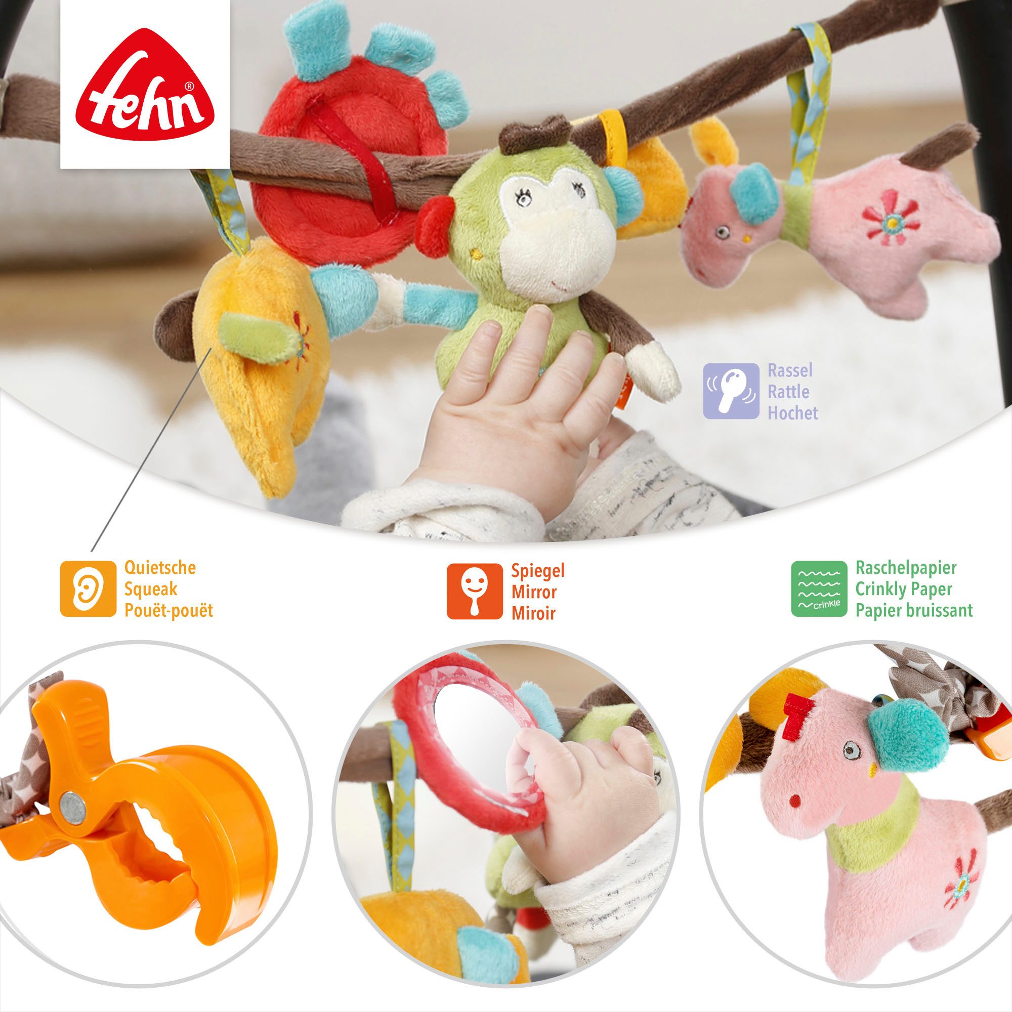 Fehn Kinderwagenketting Classic Stars, safari