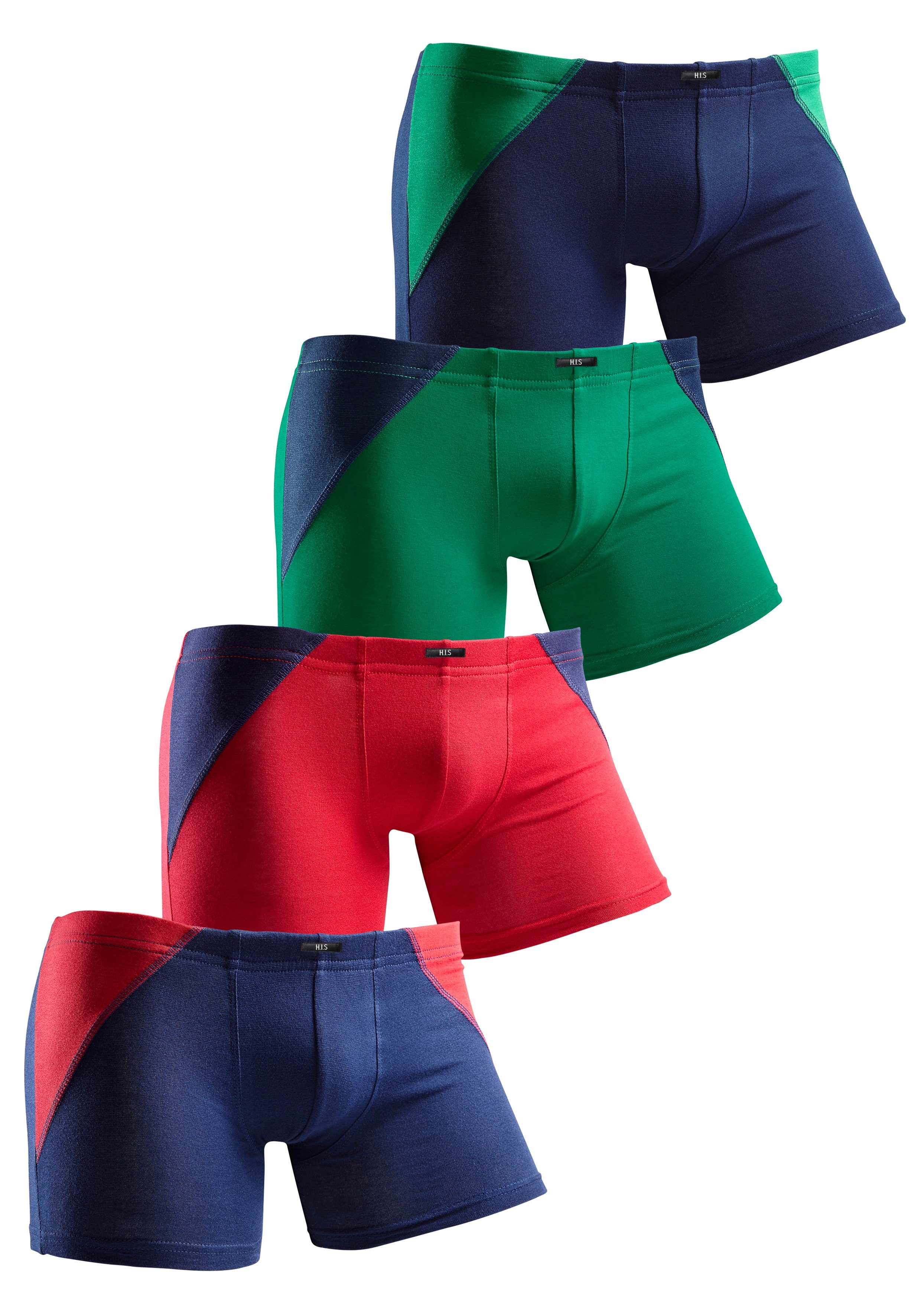 H.I.S Boxershort voor jongens met coole colourblocking voor een sportieve verschijning (set, 4 stuks) jongens boxershorts maat 98/104 multicolor