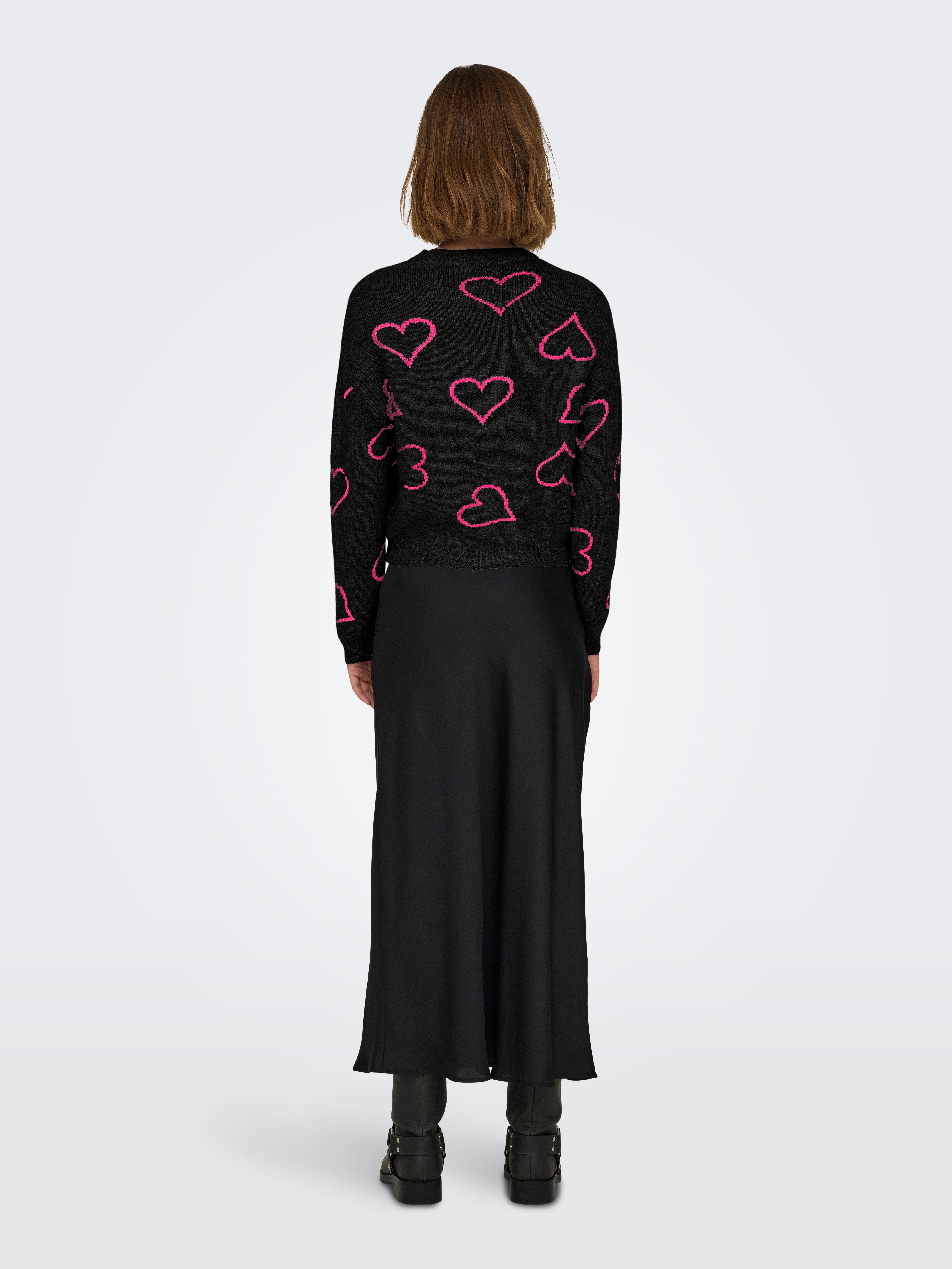 Only Trui met ronde hals ONLHAPPIE LS HEART O-NECK KNT