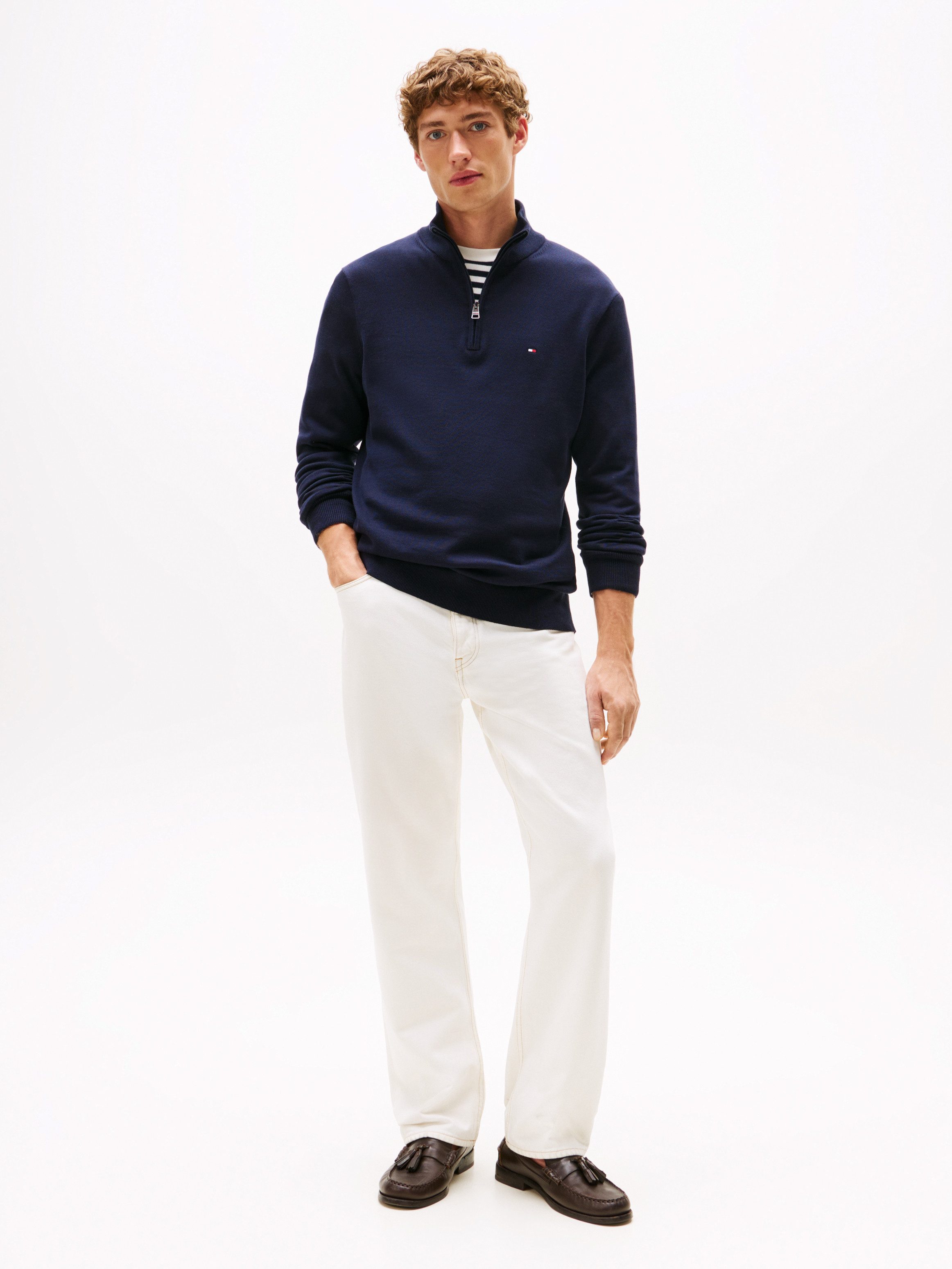 Tommy Hilfiger Schipperstrui ESSENTIAL COTTON ZIP MOCK
