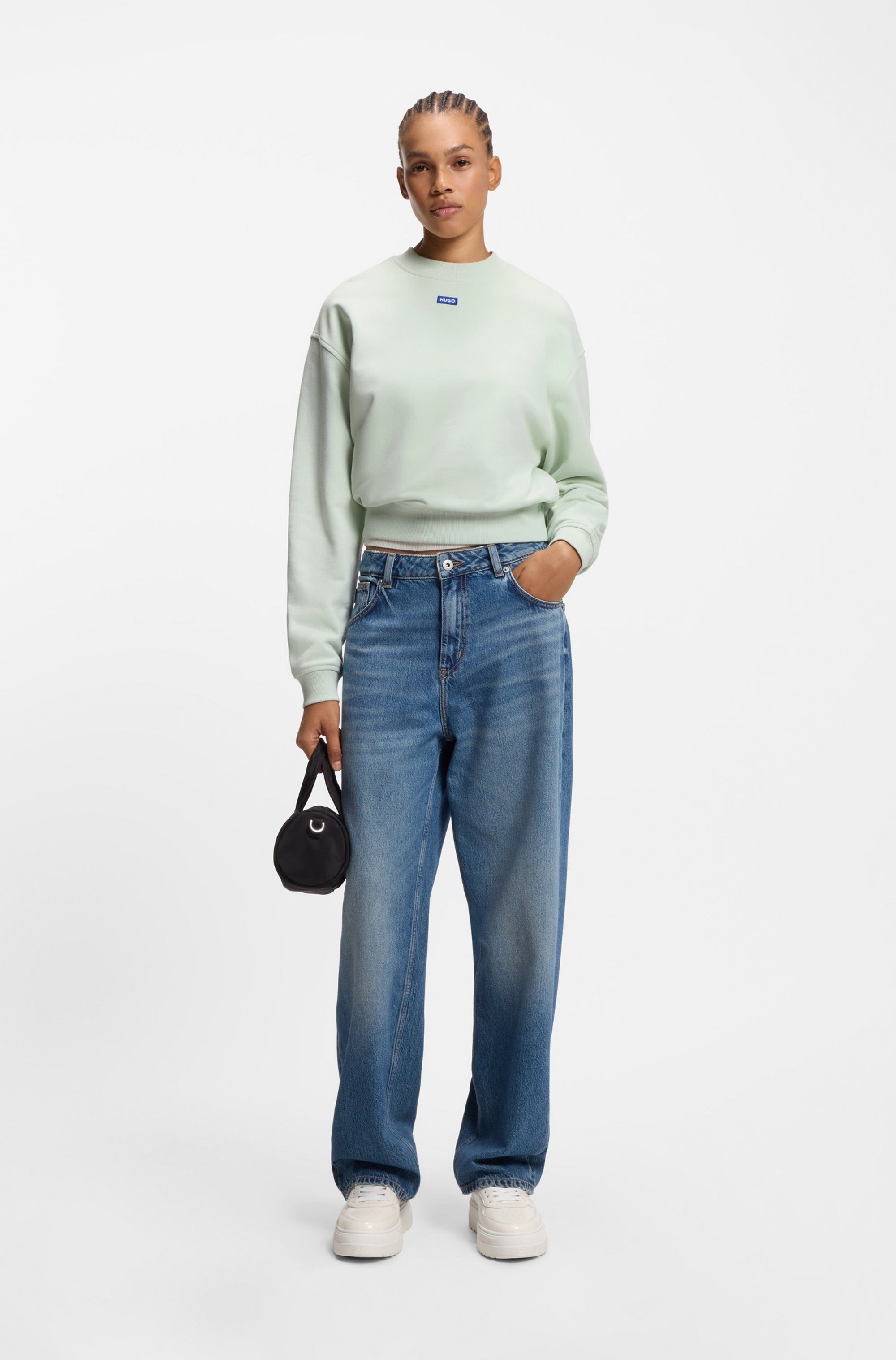 HUGO Blue Sweatshirt Delessa met opgestikt logo