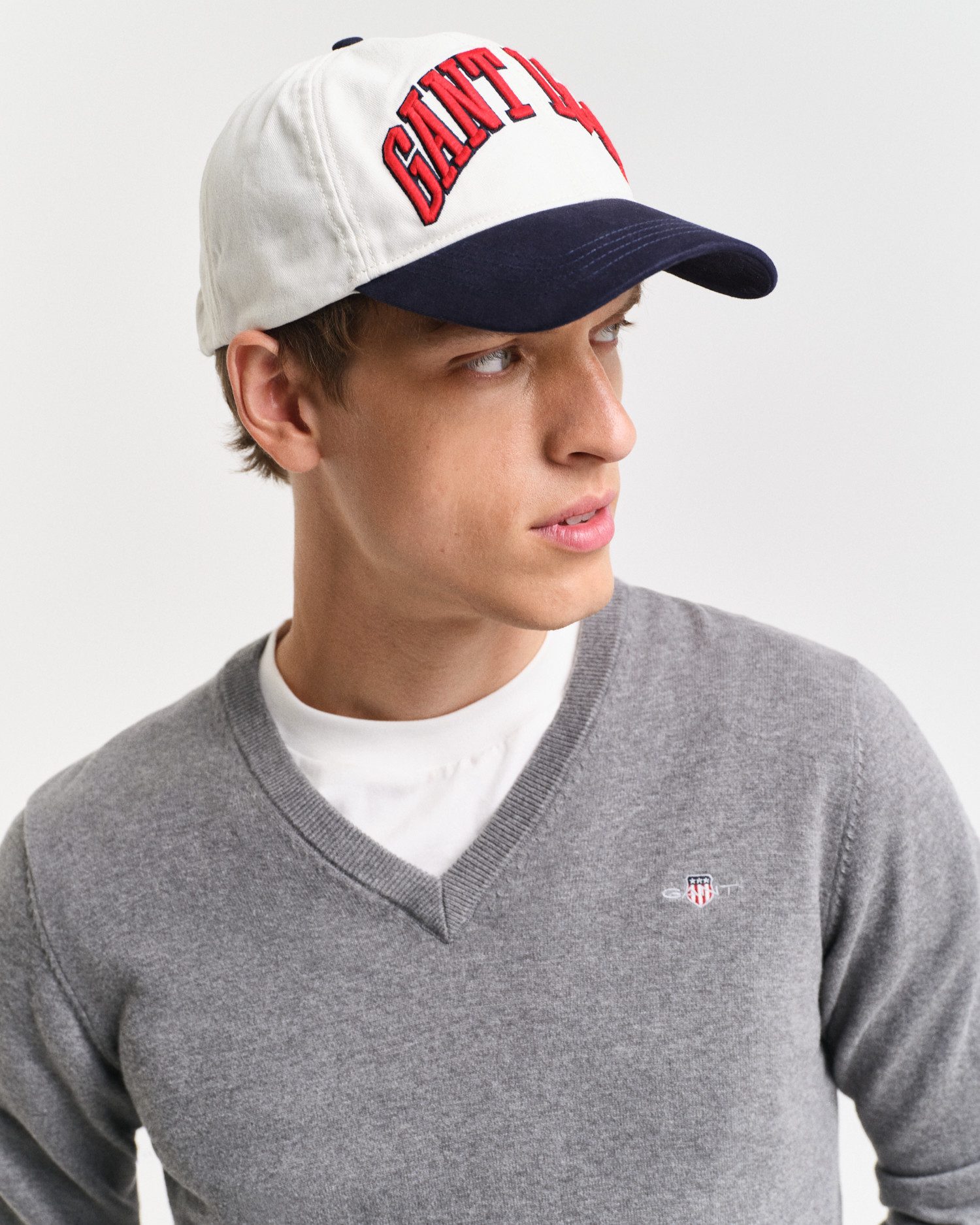 Gant Trui met V-hals CLASSIC COTTON V-NECK Premium brei jersey van zacht 100% katoen, overgangs trui