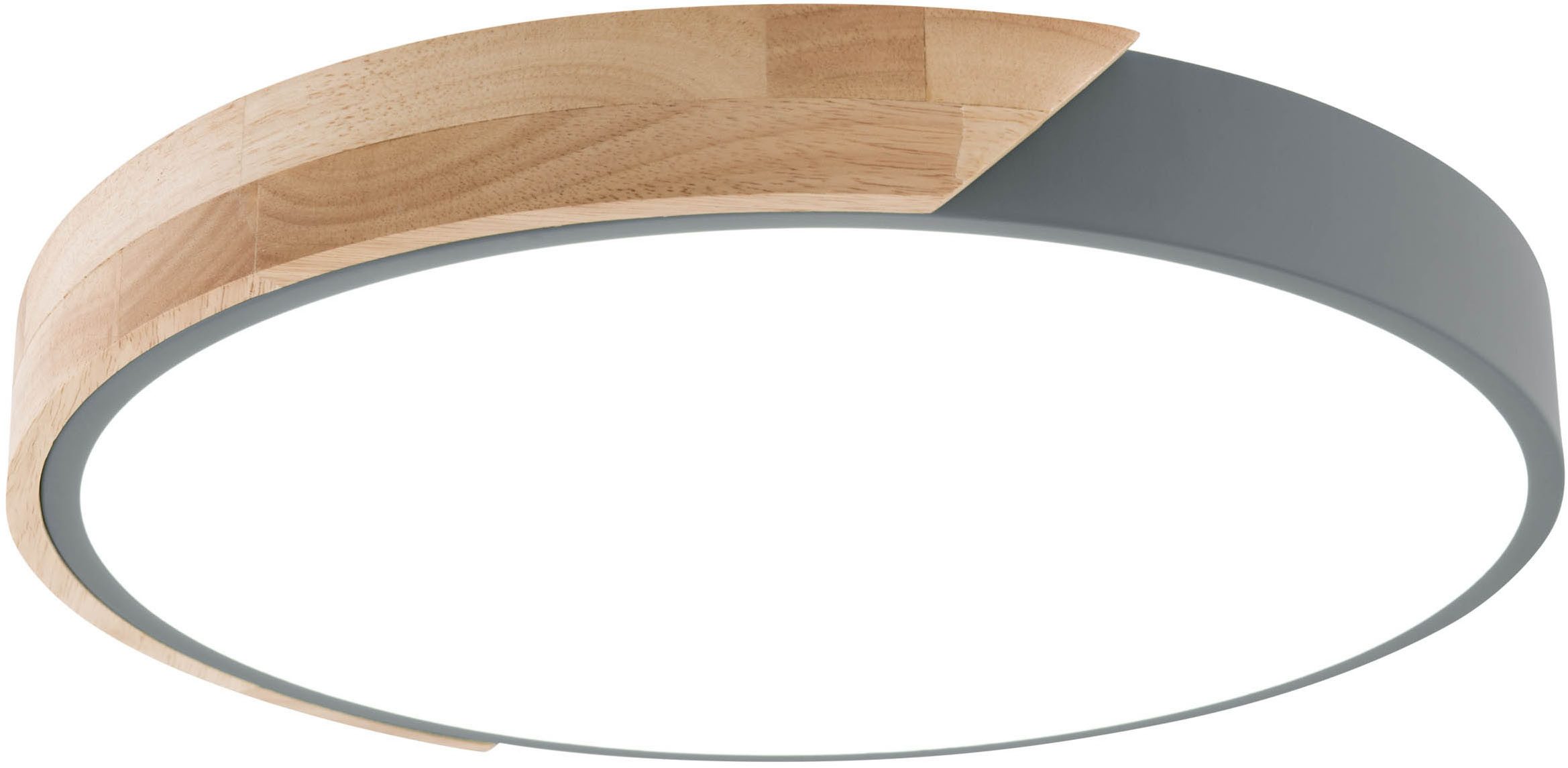 näve Led-plafondlamp Borneo Dimmbaar via afstandsbediening (incl.), CCT, geheugen, nachtlampje, houten rand (1 stuk)