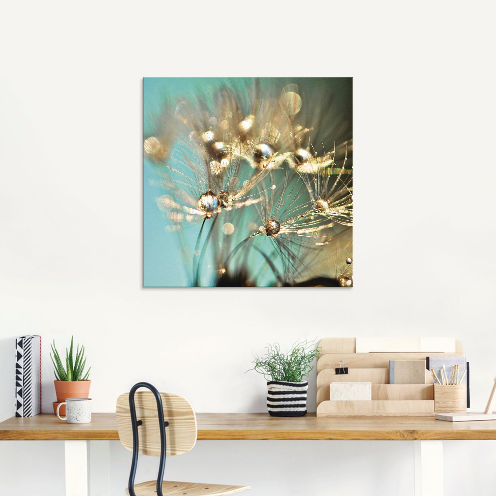 Artland Print op glas Pluizenbol glanzend goudkleur