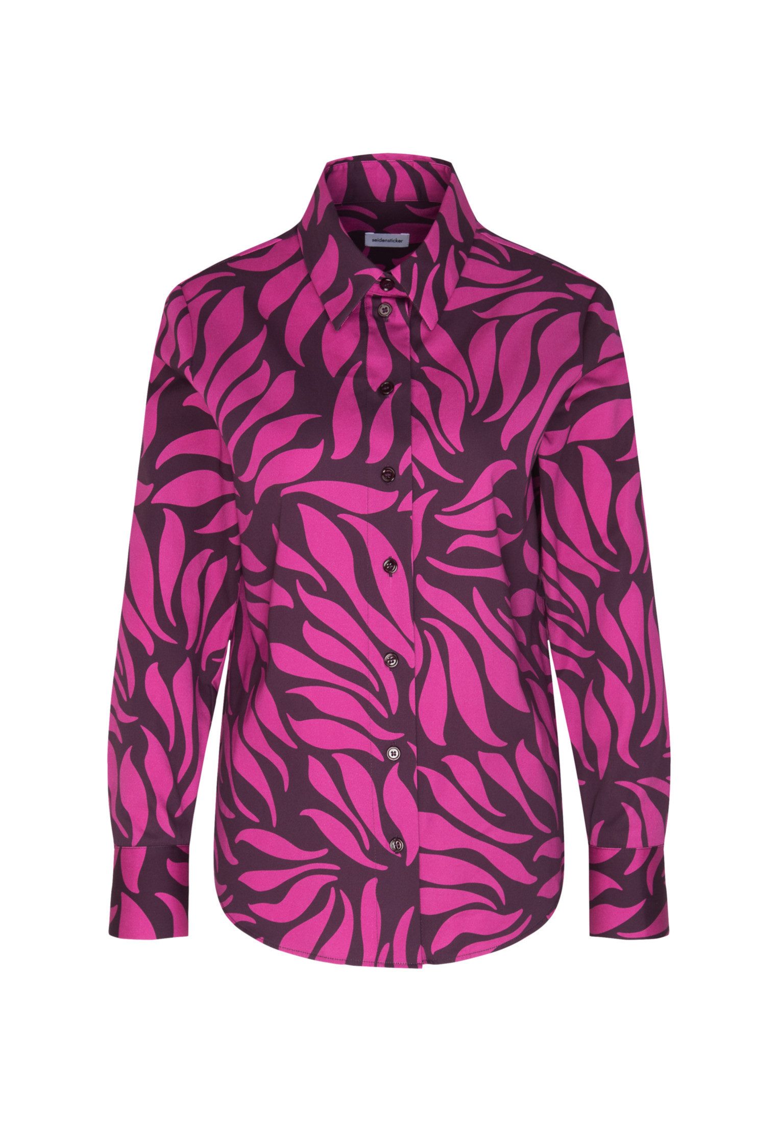 seidensticker Overhemdblouse Zwarte roos Lange mouwen kraag print