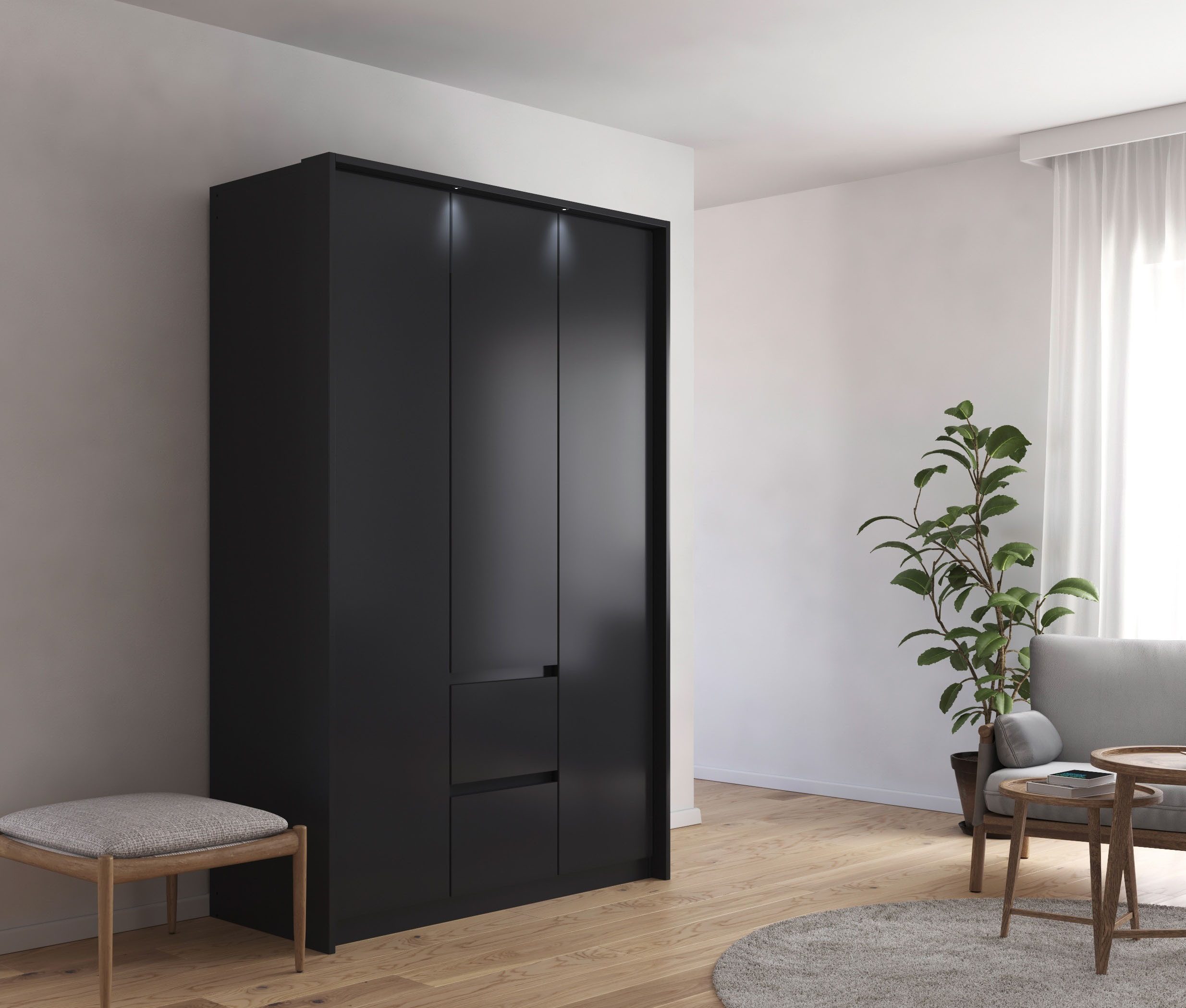 rauch Draaideurkast Mainz met passe-partout optioneel met verlichting, buitendeuren met push-to-openfunctie