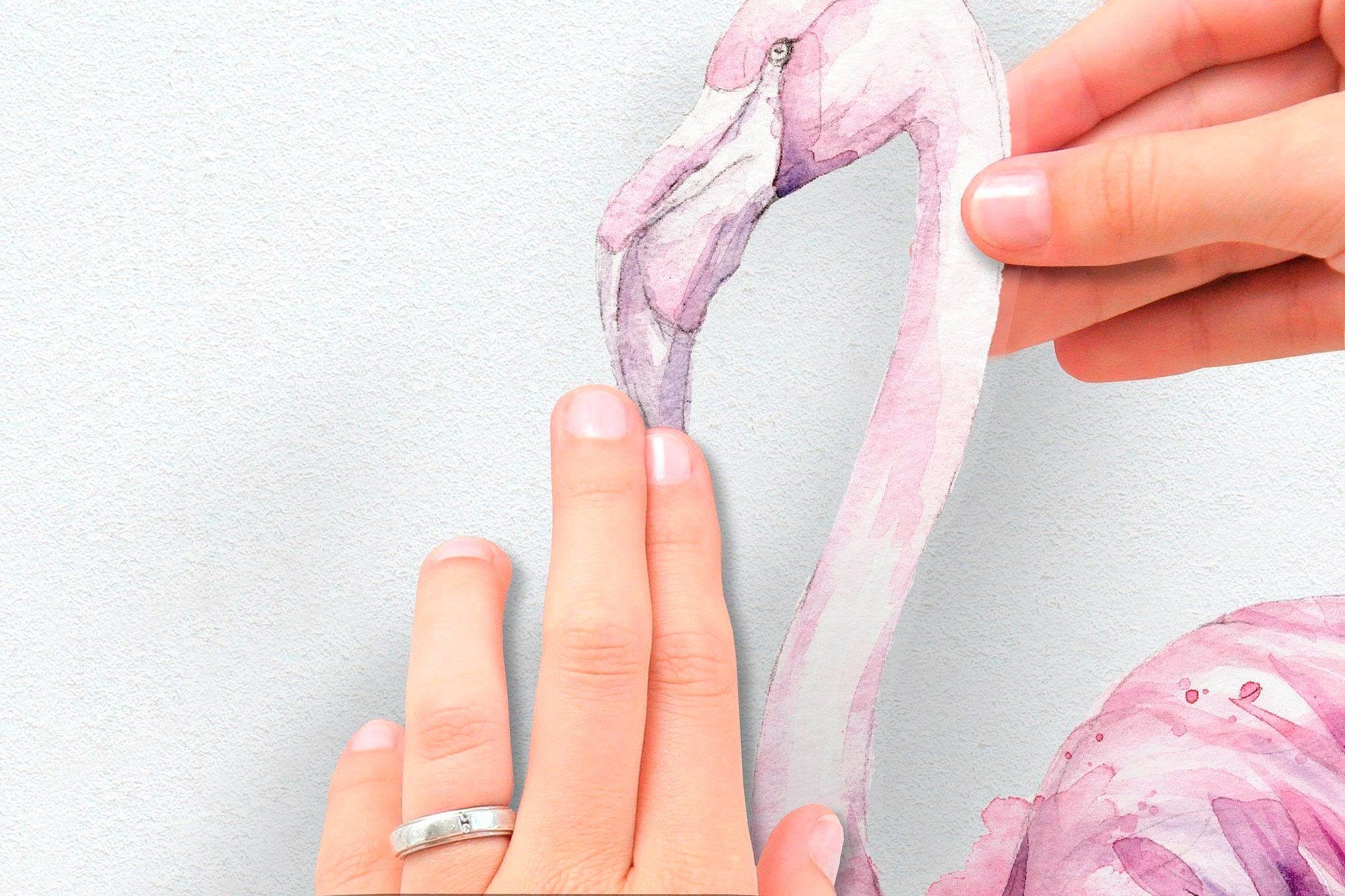 Komar Wandfolie Flamingo - afm. 50 x 70 cm (set, 9-delig)