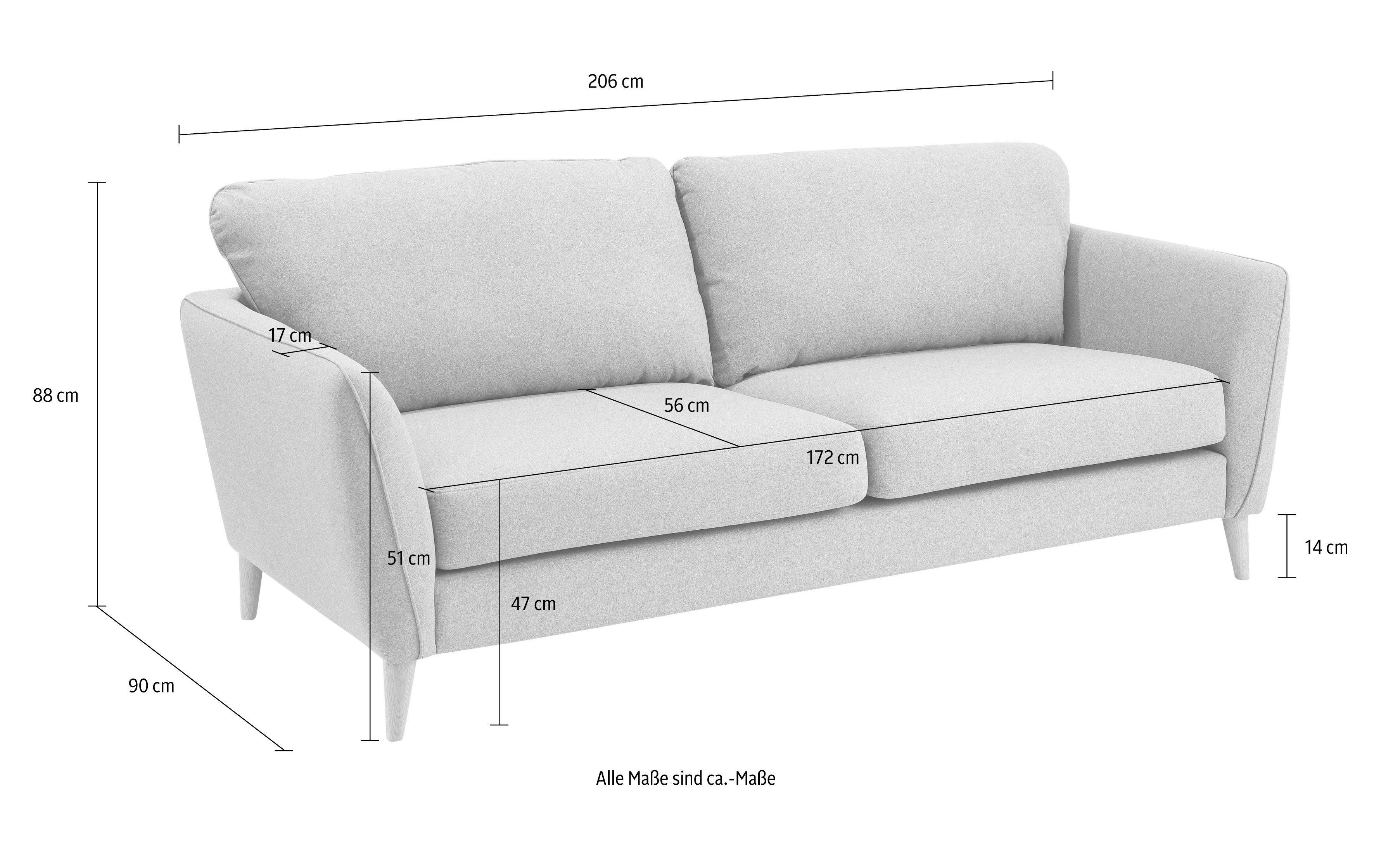 Home affaire 3-zitsbank MARSEILLE 3-zitsbank 206 cm, cord, vlakke weefsel, structuur, geweven stof