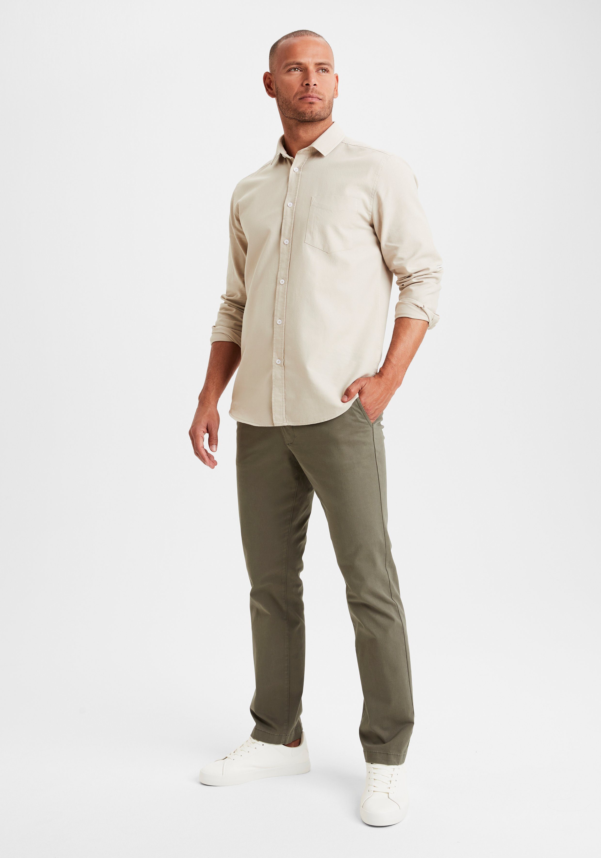 H.I.S Chino Regular fit lange broek, van elastische katoenkwaliteit