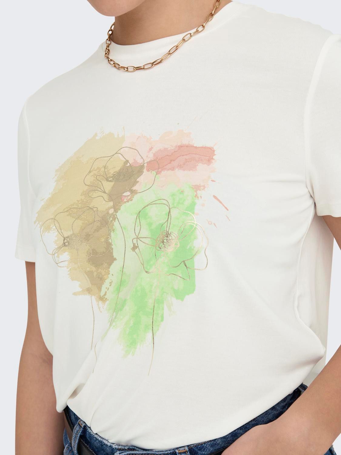Only Shirt met korte mouwen ONLFREE LIFE REG S/S LEAF TOP BOX JRS
